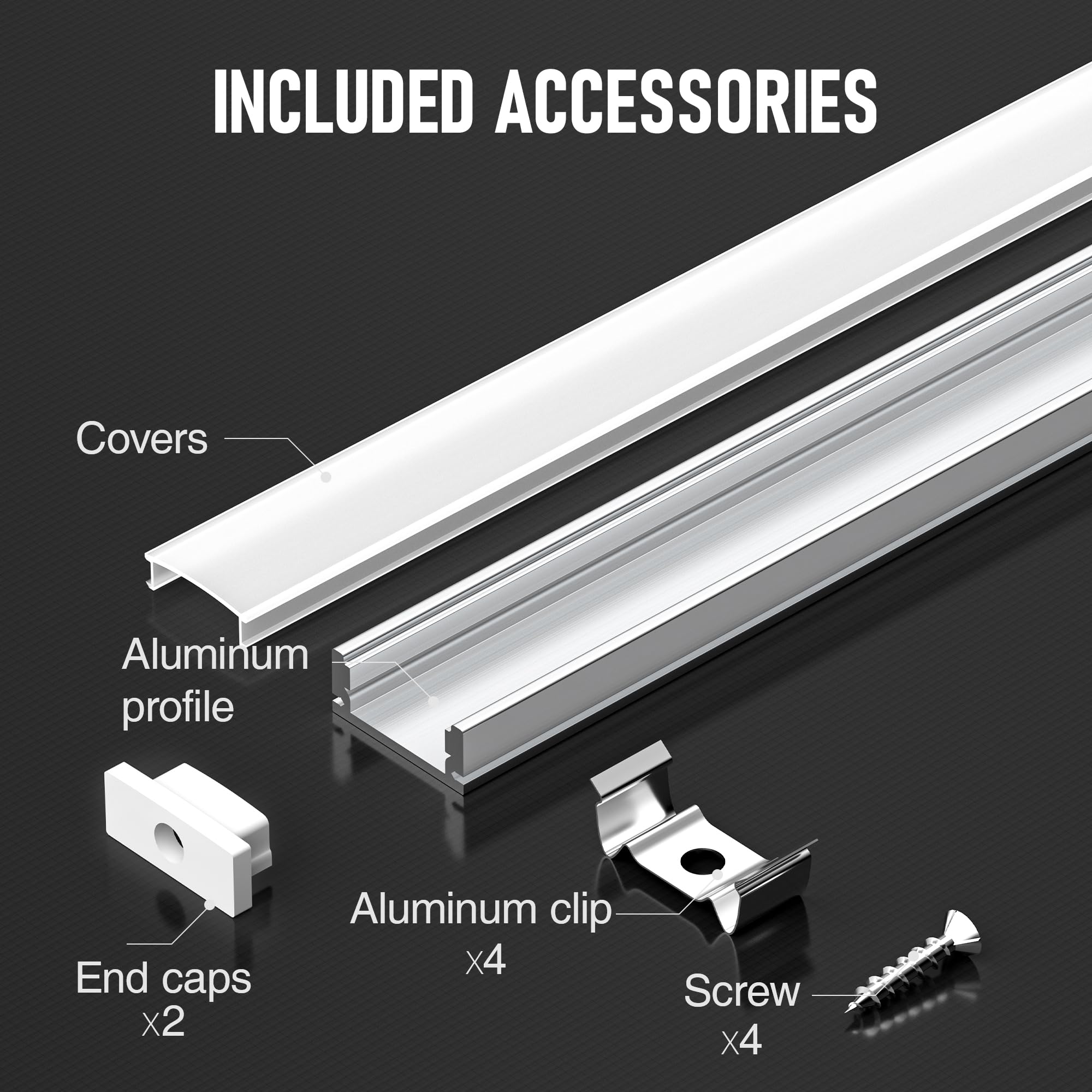 10 x LED profilo in alluminio da 2 m, per strisce LED fino a 17 mm, canale LED con diffusore bianco latte, dimensioni: 17,4 x 7 mm (20 m), adatto per cartongesso, montaggio a soffitto e armadi