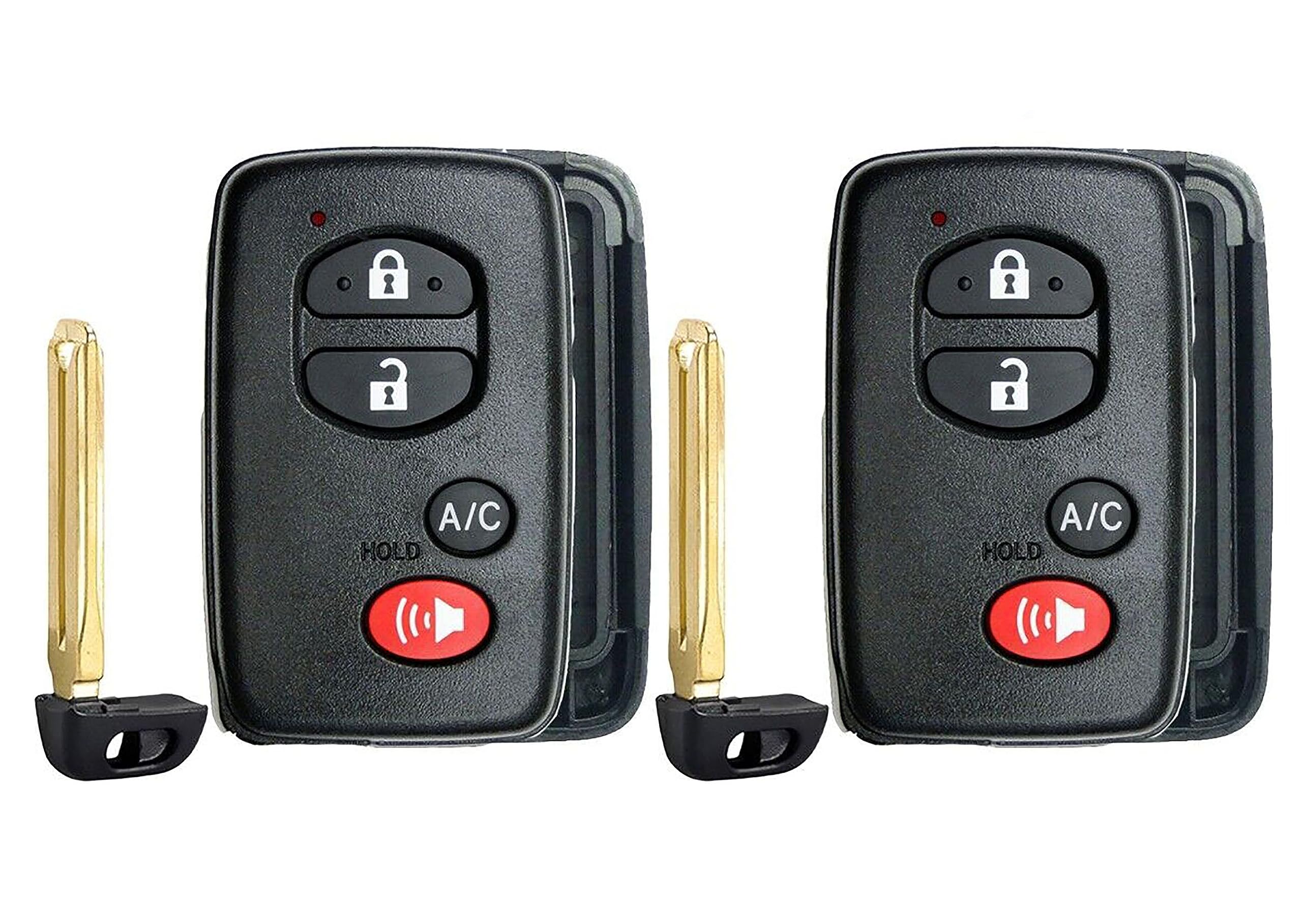 2X New Quality Replacement Key Fob Shell / CASE Compatible with & Fit for 2010-2015 Toyota Prius - MPN HYQ14AAB-S-10 (NO Electronics or Chip Inside)