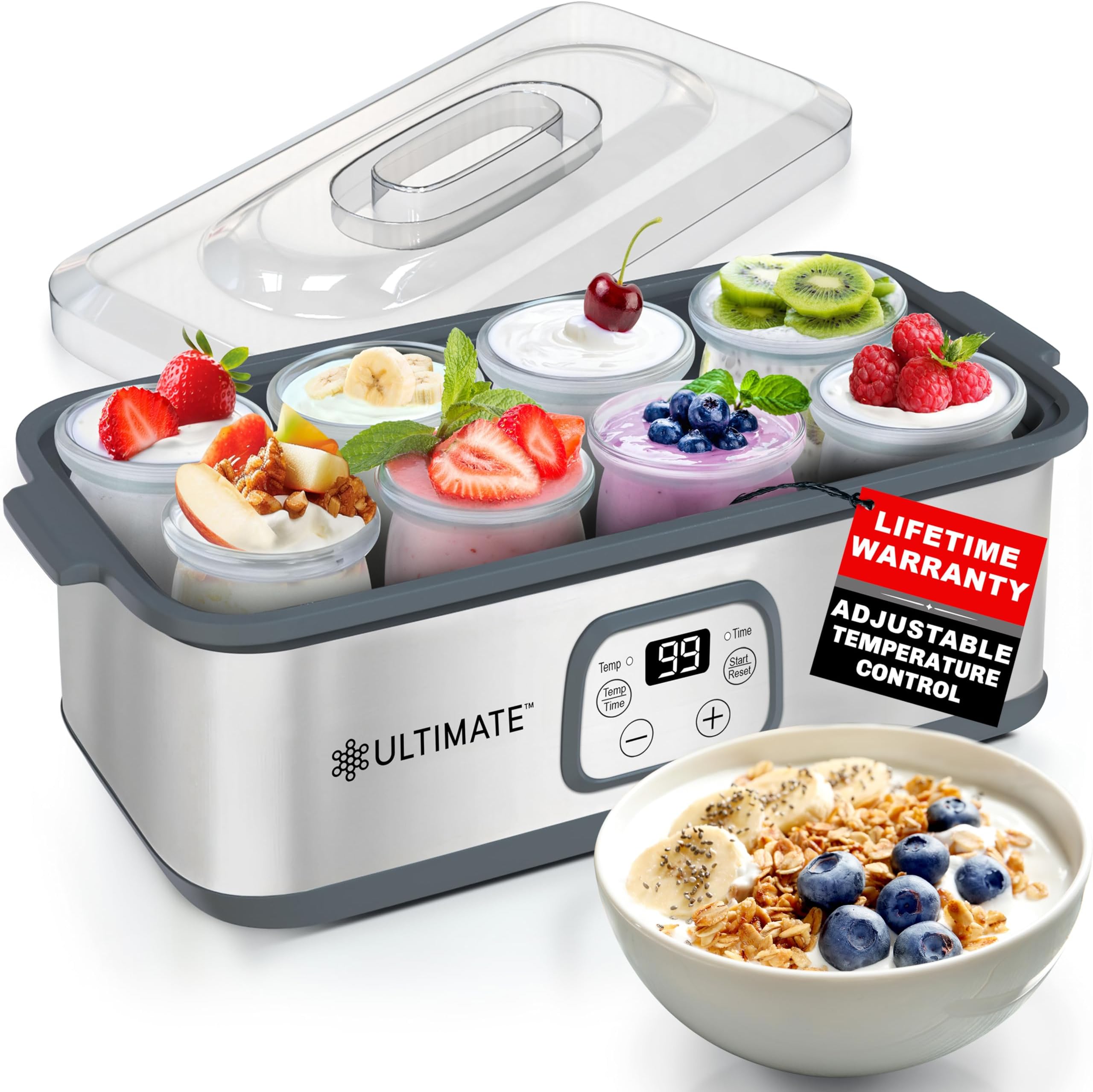 Ultimate Probiotic Yogurt Maker - Make Trillions of Live Probiotics with Adjustable Temperature & Time Control - Get Better Gut Health - Best Yoghurt Machine - Perfect Kitchen Gift for Men or Women