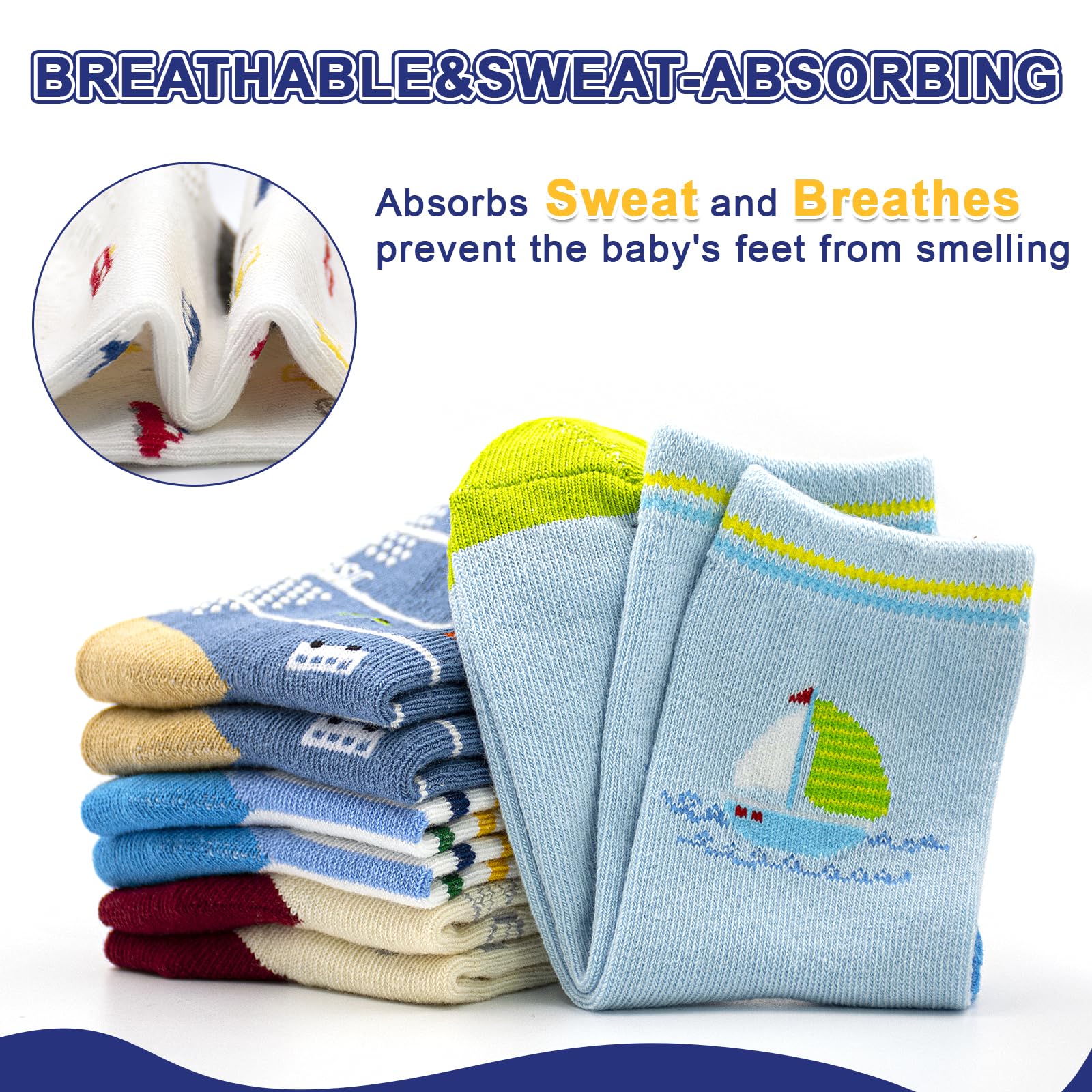 HYCLES Anti Slip Toddler Socks, 12 Pairs Non-Skid Cotton Grip Kid Socks for 1-7T Boy Girl 6-12 Month Baby, F.car&bear Style, 5-7 Years 3