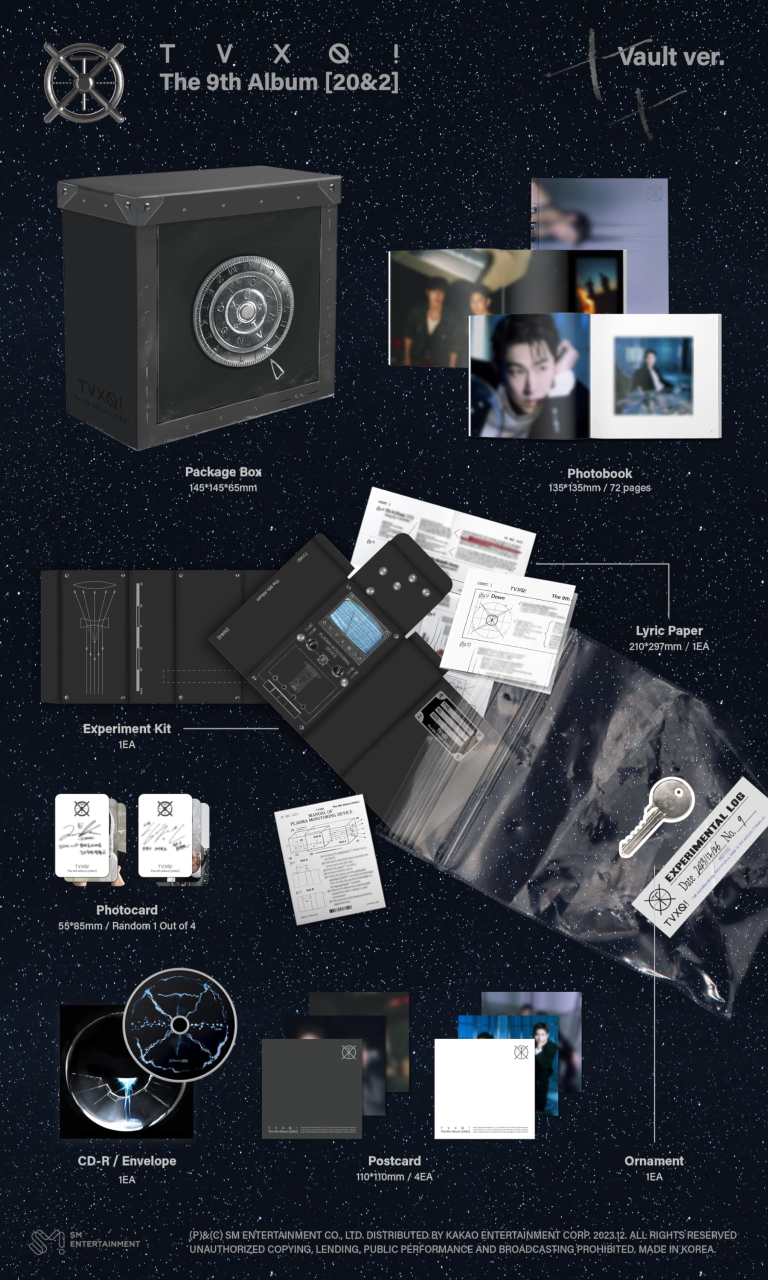 TVXQ! 20 y 2 Contenido del 9º álbum+Tarjeta fotográfica+Seguimiento sellado (juego completo (bóveda+juego de fotolibro+circuito))