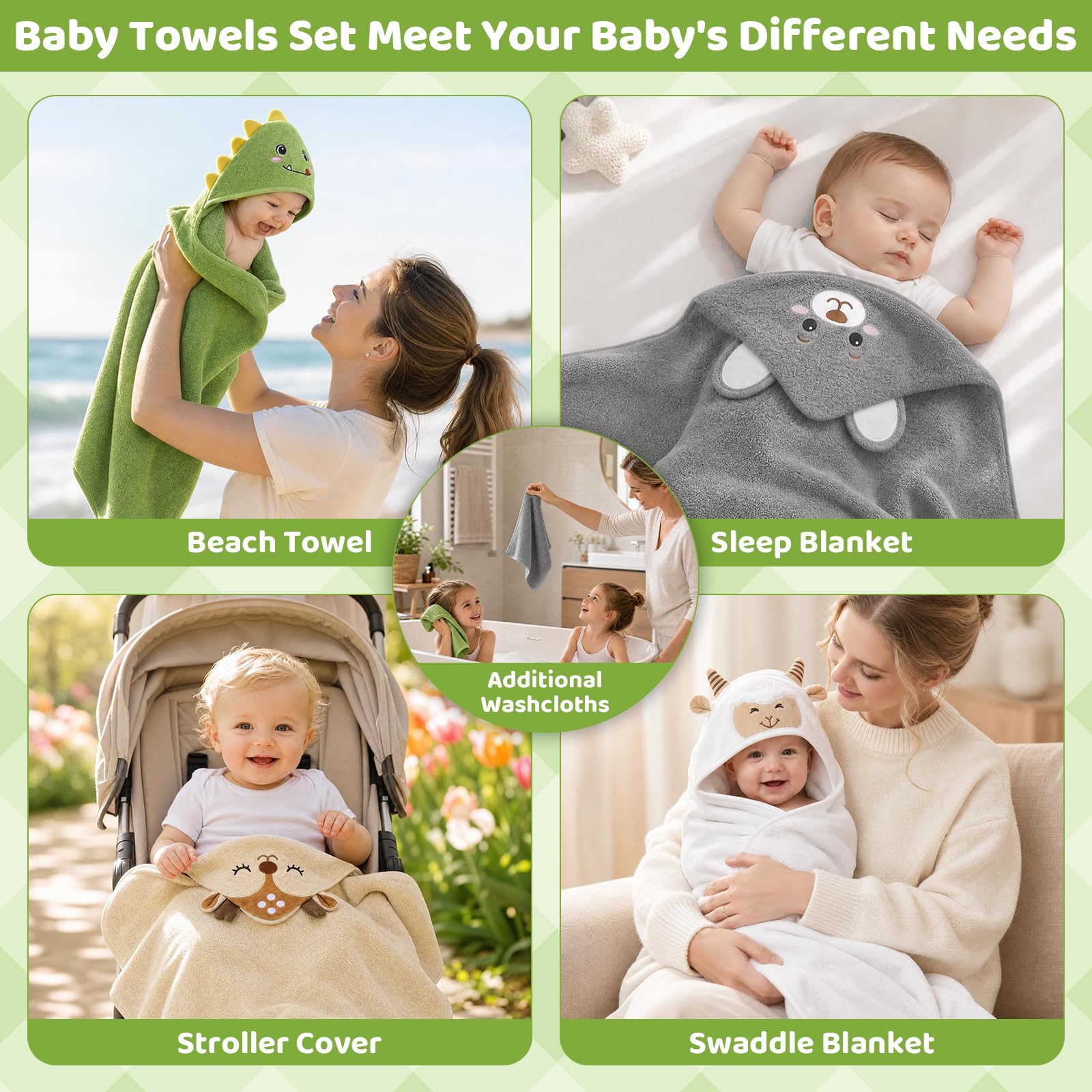 CandyHome 12 PCS Baby Bath Towels Set for Infants Toddlers Essentials view 5