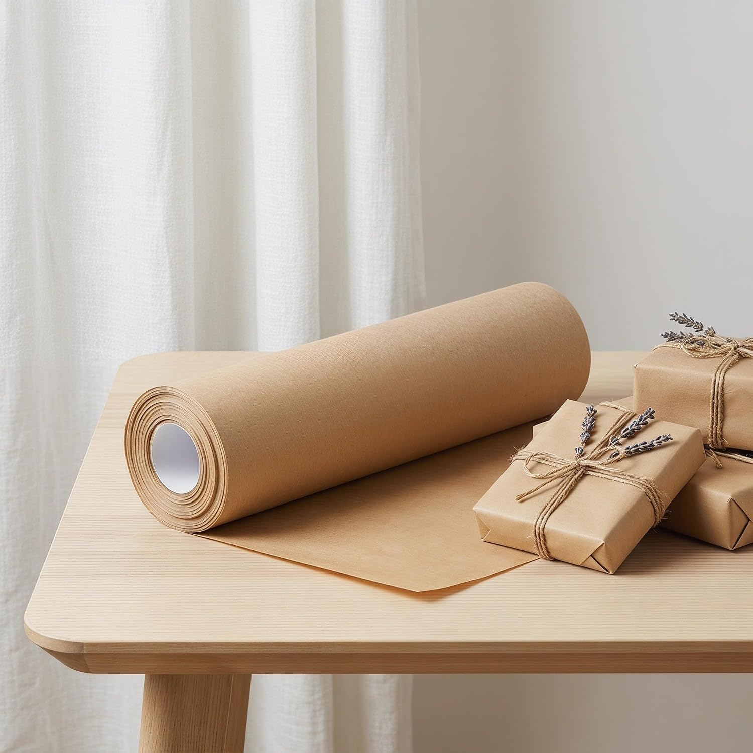Vaguelly Kraft Wrapping Paper Roll 12" X 164 Brown Kraft Paper for Flower Bouquet Wrapping and Birthday Flower Arrangements, Tear-Resistant Matte Surface with Balanced Thickness