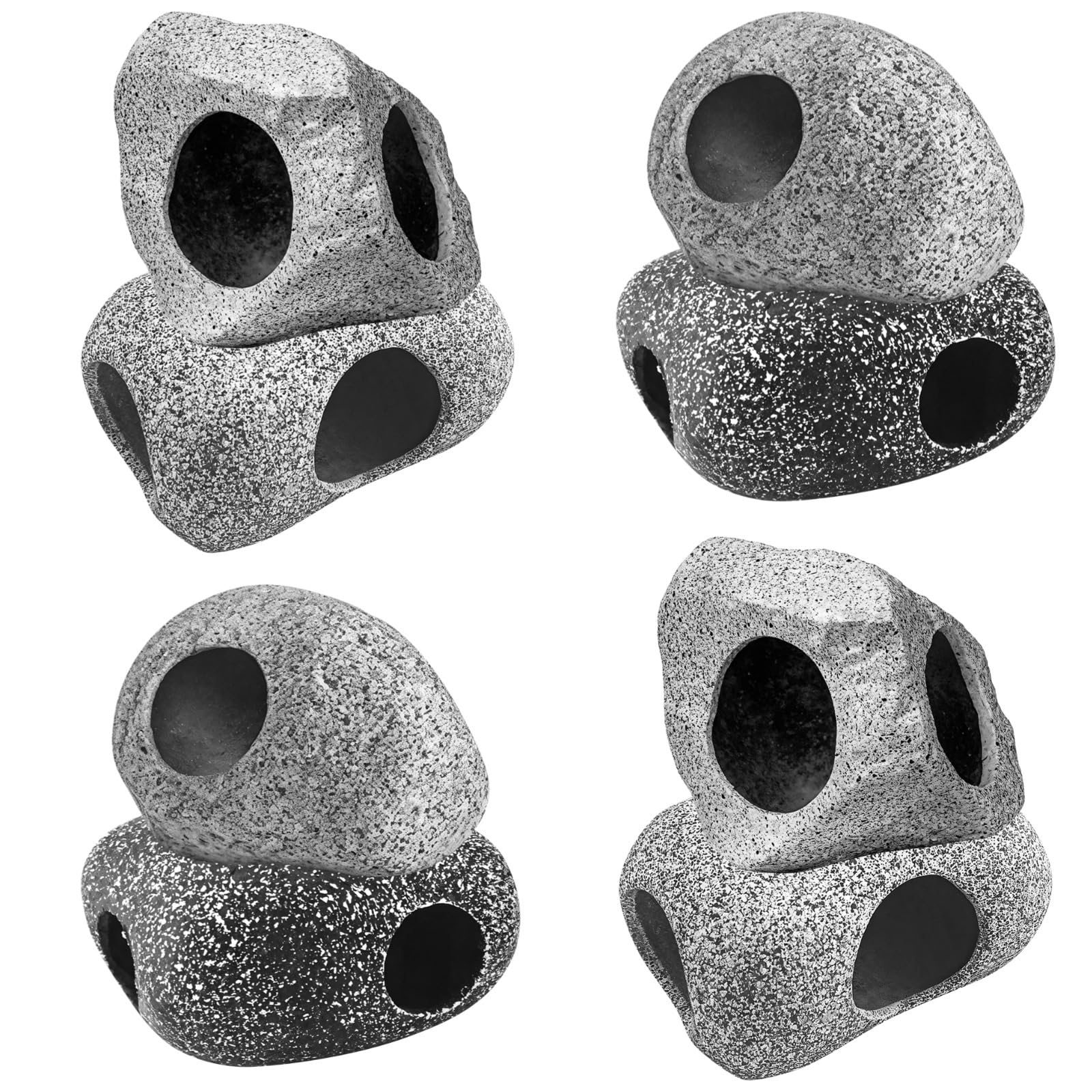 8 Stück Aquarium Keramik Felsen Höhle Set, Natürliche Dekoration für Aquarien, Sicher Und Glatt, Bietet Mehrere Verstecke