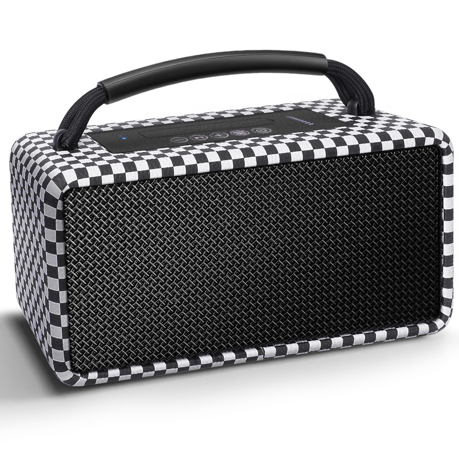 DINDIN Altavoz Bluetooth portátil: 80 W (pico), 20 horas de reproducción, altavoces inalámbricos de madera con graves, entrada AUX y USB, subwoofer, emparejamiento TWS, altavoz vintage para exteriores