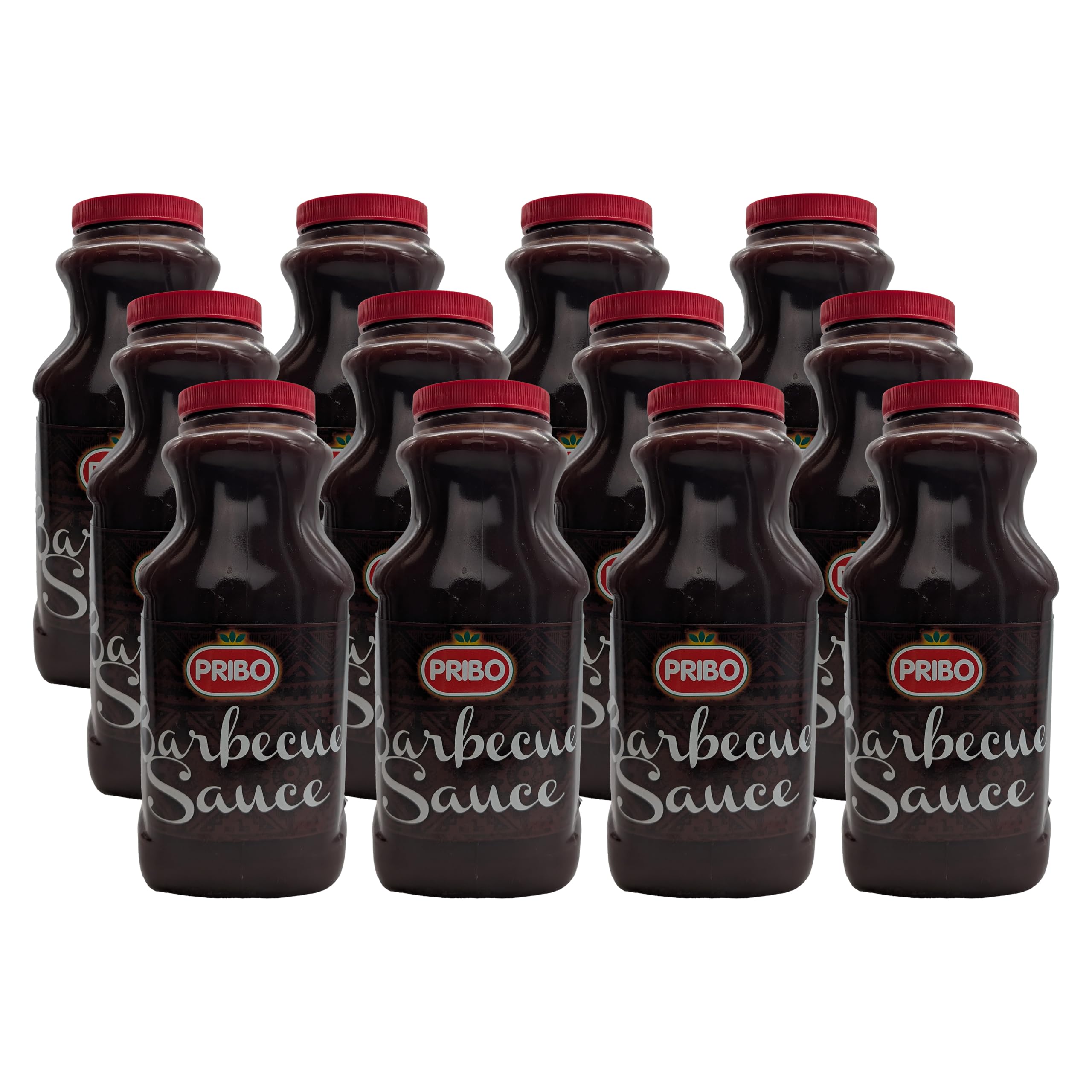 PRIBO BARBECUE BBQ-Sauce-Soße 12x 2400ml | Tex-Mex kräftige Grill-Sauce | handliche Plastikflasche | einfache Dosierung Lagerung | für Spareribs Pulled Pork Bratwurst Lachs