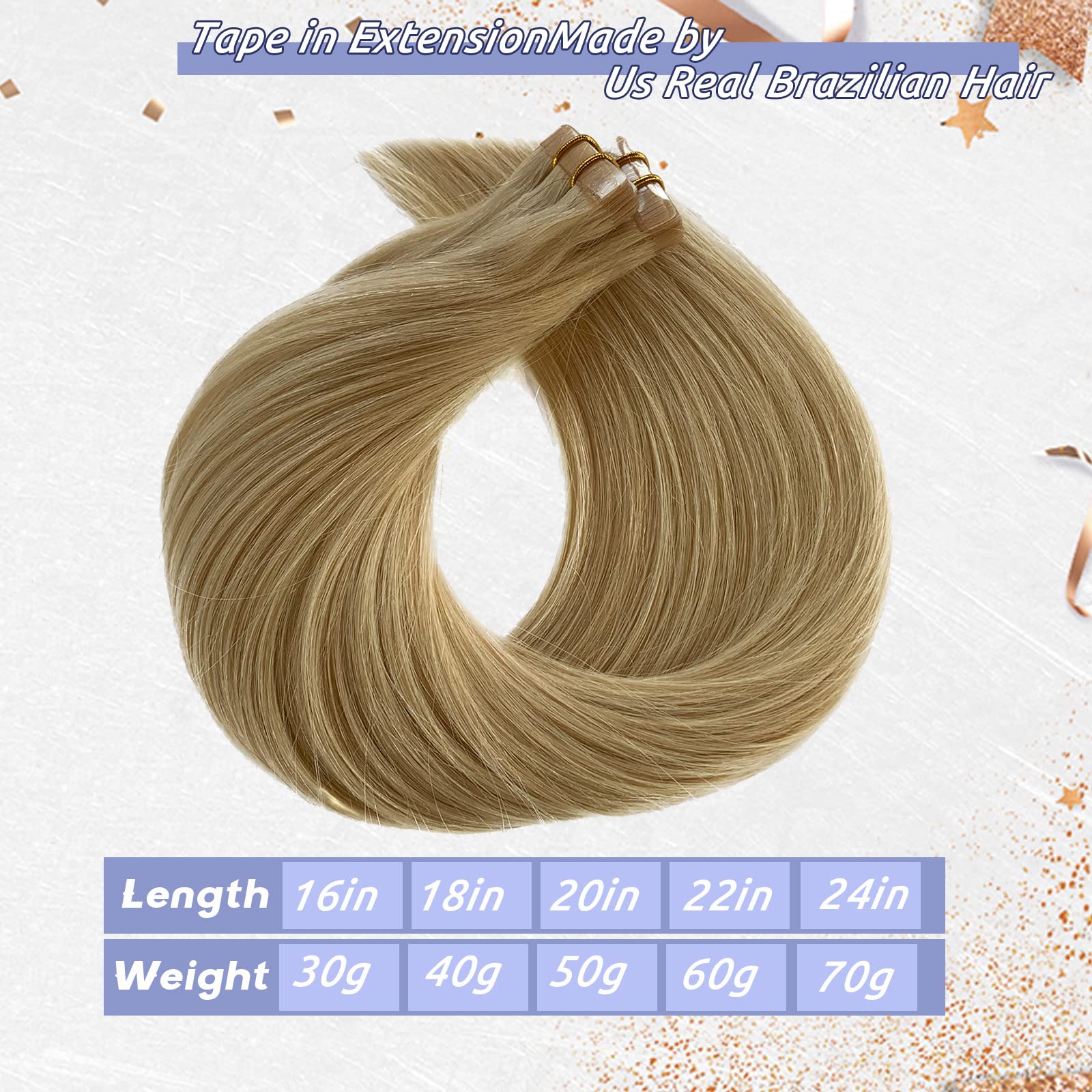 ✨ 4 22” #18-613 bleach BLONDE HUMAN HAIR TAPE INS Amazon.com : Blonde Tape ins Hair Extensions Bleach Blonde  main image 2