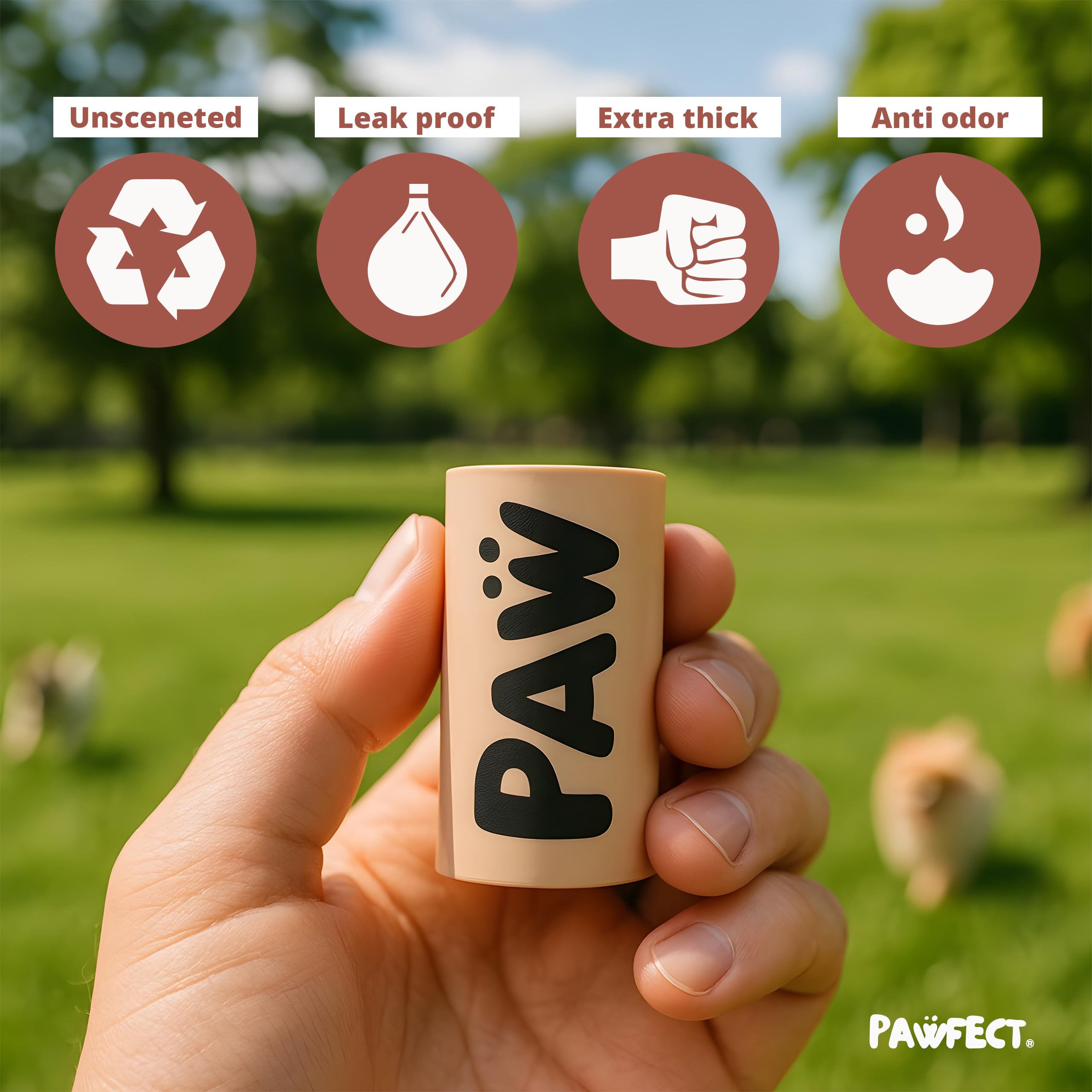 Pawfect Rollos de bolsas para excrementos de perro, bolsas biodegradables para perros, bolsas de basura compostables para perros, bolsas de basura para mascotas con certificación BPI, sin perfume
