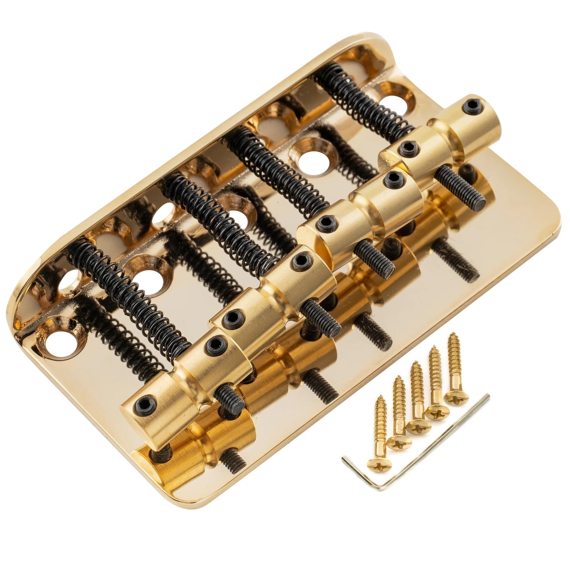 Mostek Gitarowy Rozstaw 19 Mm Klasyczny Standardowy 4 Strunowy Mostek Basowy Ładowany Od Góry Z Mosiężną Stalową Płytką Siodłową(Gold)