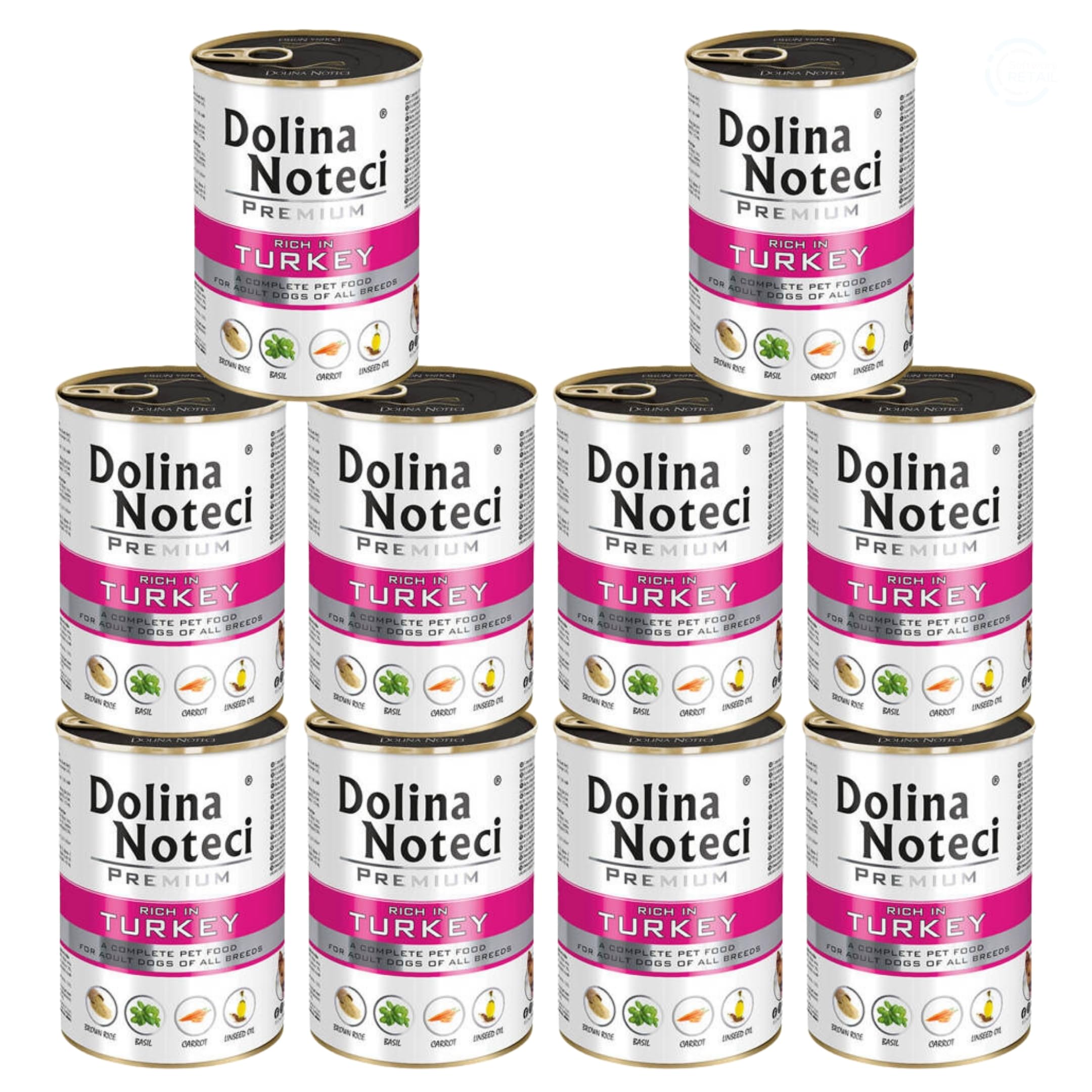 Dolina Noteci Premium Adult Wet Dog Food with Turkey, Complete Dog Food, Gluten-Free (10x400g)