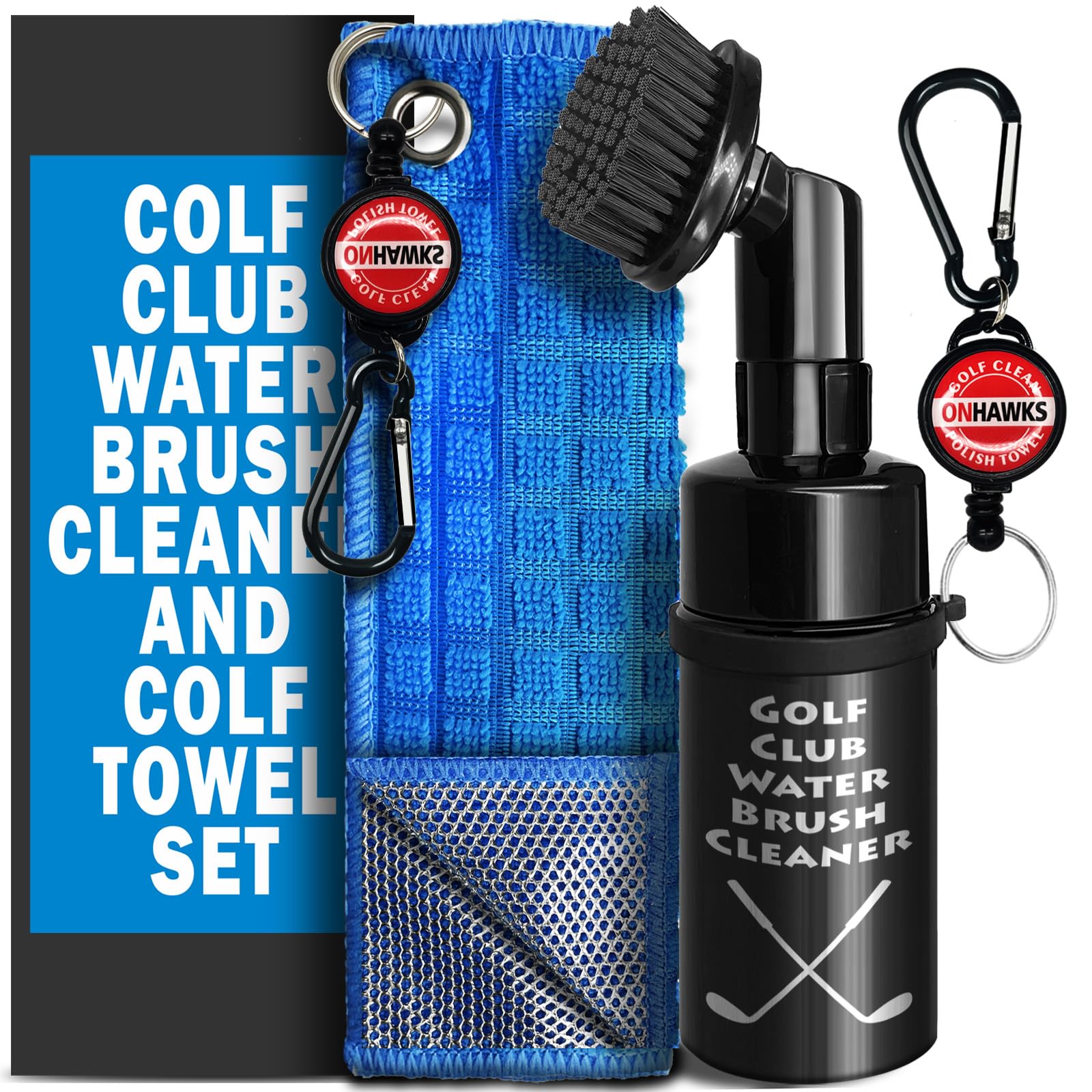 XSMSGO Upgraded Golf Club Brush Cleaner with Polishing Towel – Complete Green Cleaning Set for Golfers, Simple & Effective Club Care Accessories, Practical Gift for Men and Women
