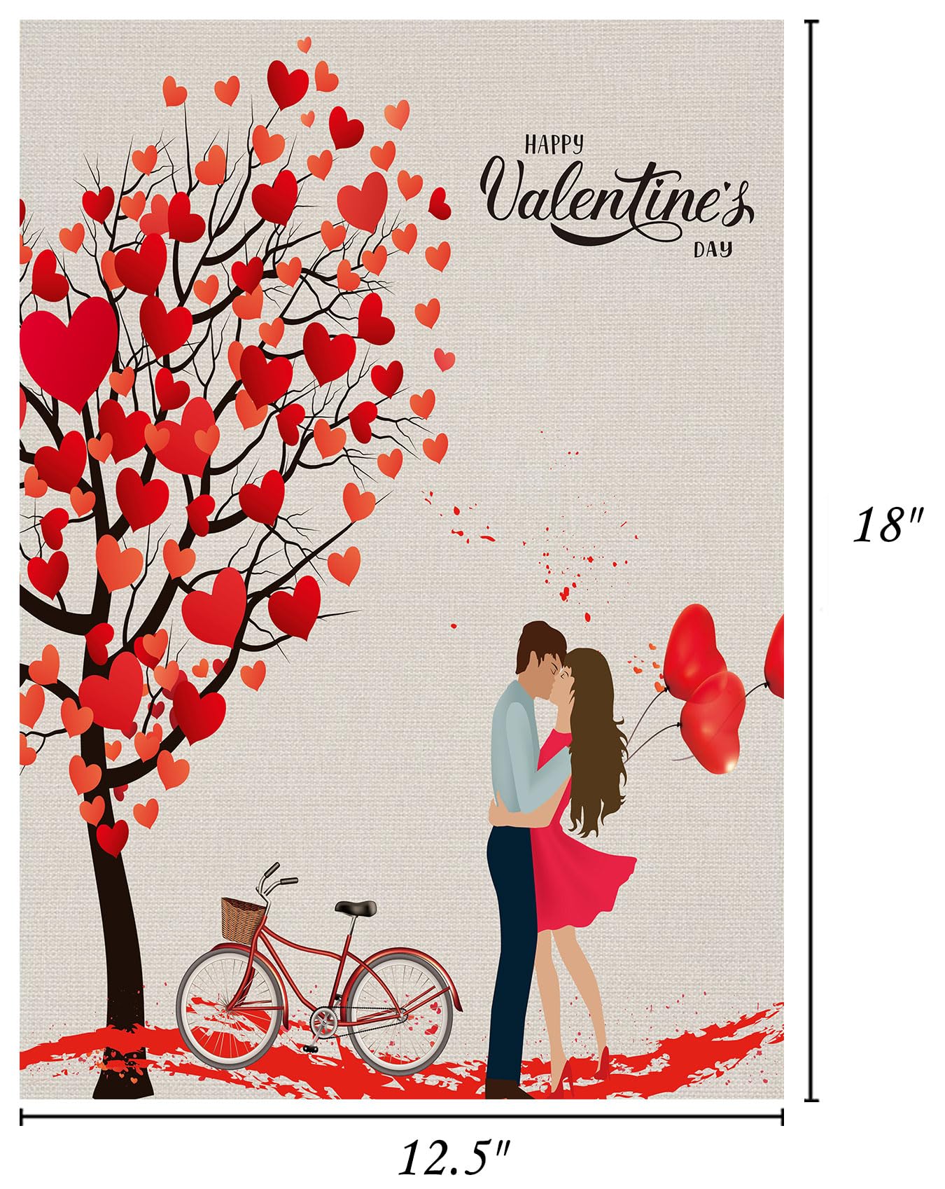 KROMNOUR Valentinstags-Gartenflagge 'Hello Love' – 31,8x45,7 Cm, Doppelseitig, Aus Jute/Leinen