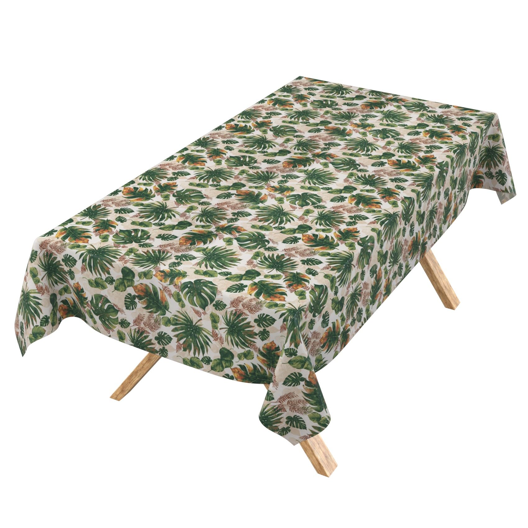 Washable Tablecloth, Lotus Effect, Easy Care, Made of Cotton, Polyester, Dirt-Repellent, Outdoor Garden Tablecloth, Jungle, 160 x 140 cm