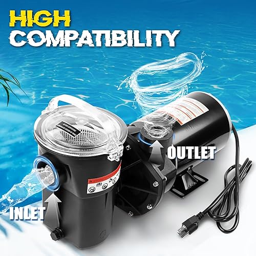 Miniatura 7 de Bomba de piscina W3SP1580 para bomba de piscinas de una sola velocidad Hayward 1HP sobre el suelo, 115 V