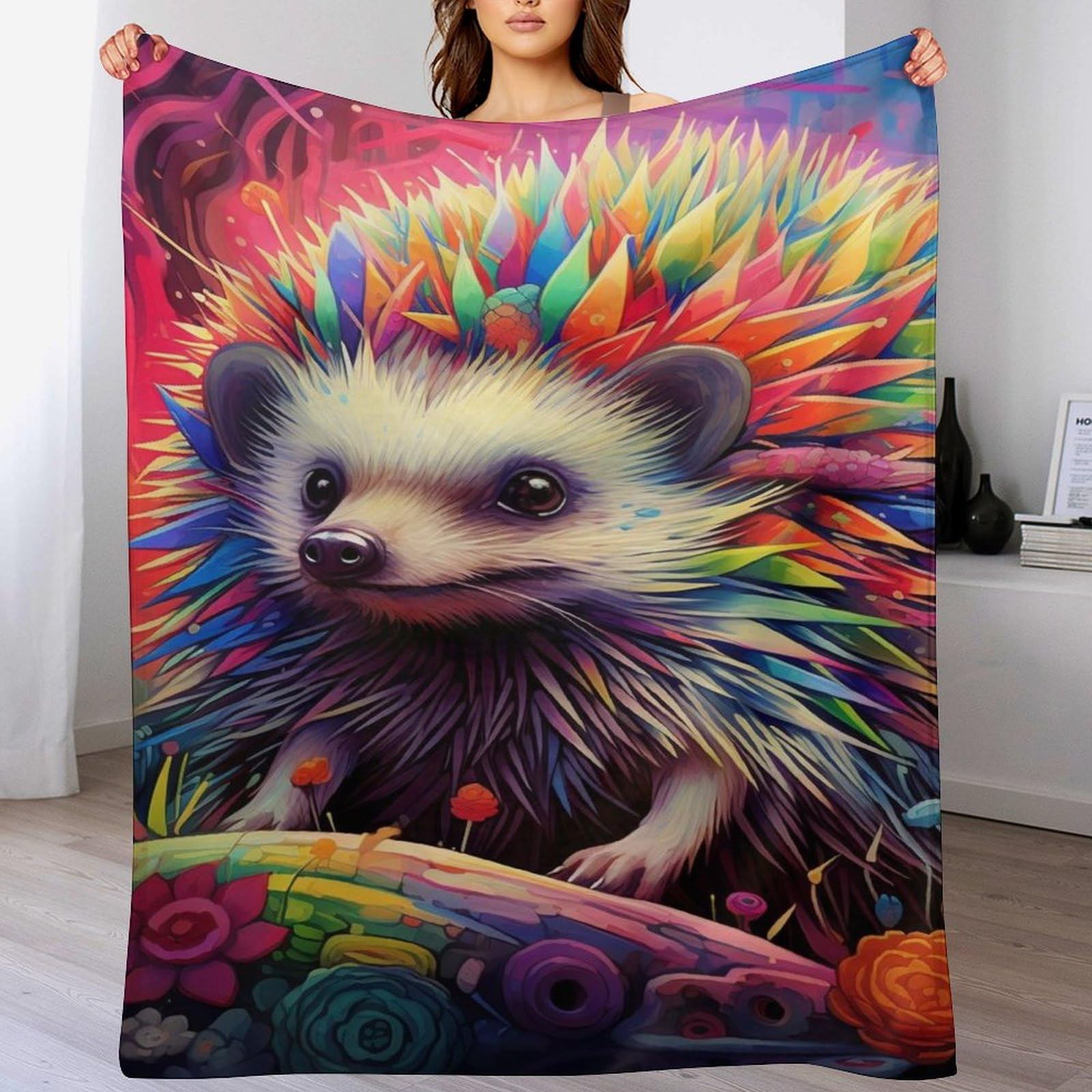 Couverture hérisson en polaire de flannel douillette 150x200cm pour canapé