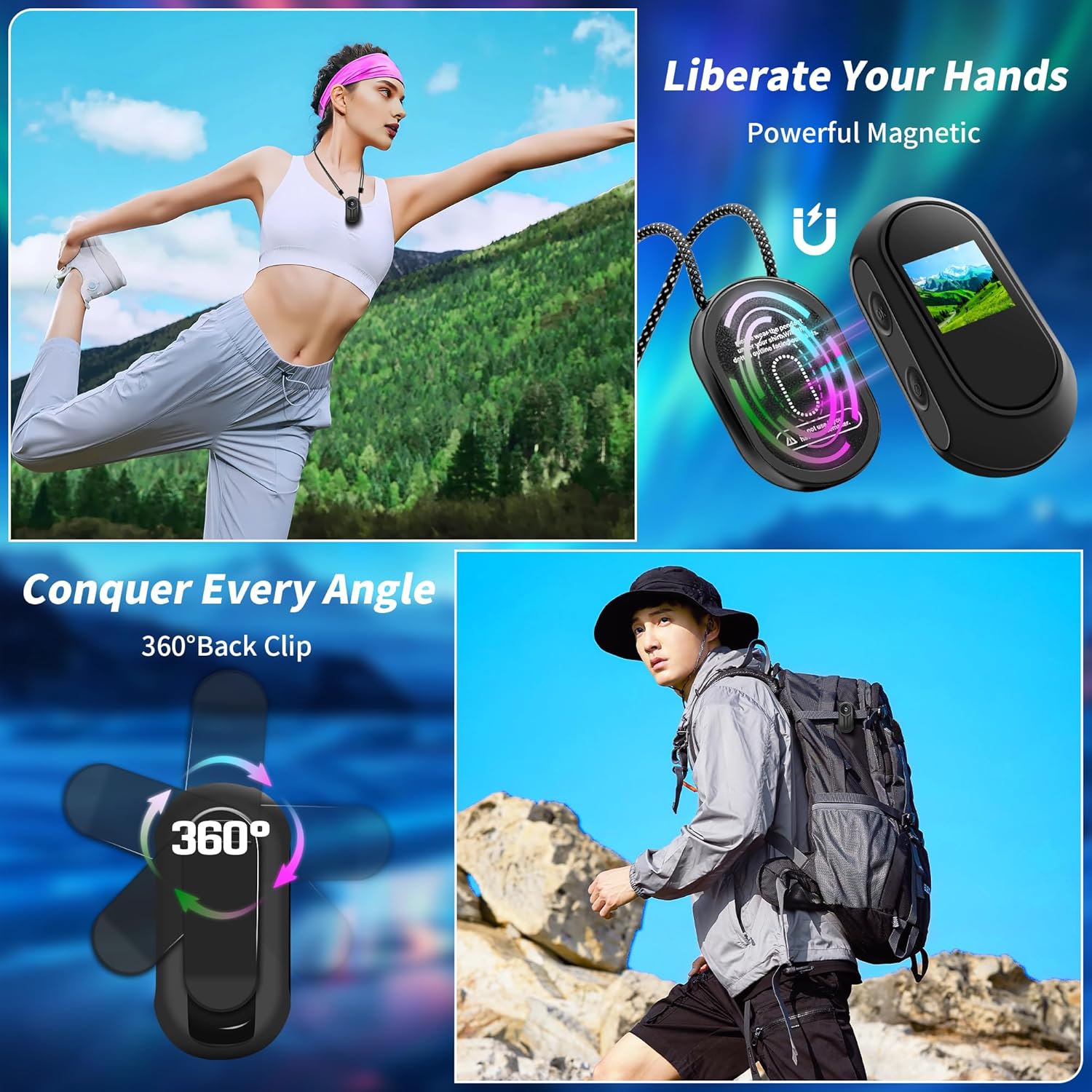 Upgraded 1080P Mini Body Camera with 64GB Card, Sports Action Cameras, Hands-Free Body Cam with Magnetic Back Clip, Mini POV Camera for Cycling Vlogging Travel