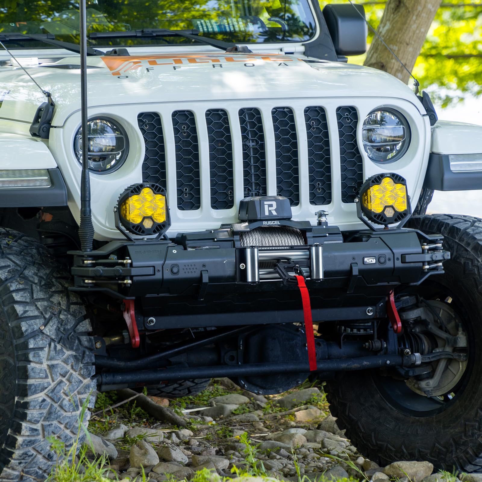 RUGCEL WINCH Elektrische Seilwinde 6123 kg (13500 lbs), 12V DC, IP67 Wasserdicht, Stahlkabel, 2-in-1 Funkfernbedienung & Kabelsteuerung, für Geländewagen,LKW & Boot