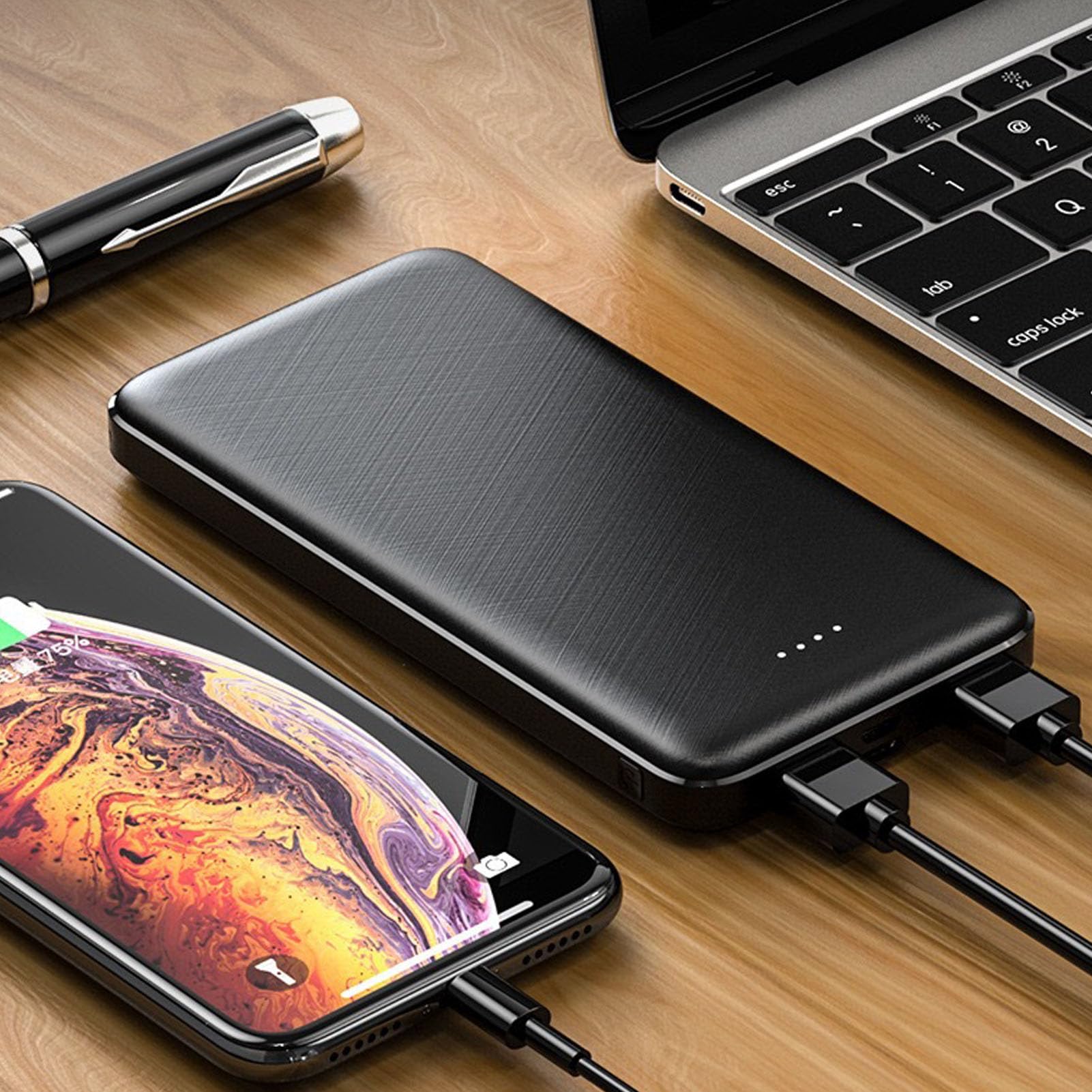 Fockety Batterie de Gilet Chauffant 20 000 MAh, 2 Ports de Sortie, Banque d'alimentation à Protections Multiples avec Indicateur LED, pour Veste Chauffante, Vêtements, Pantalons, Petits