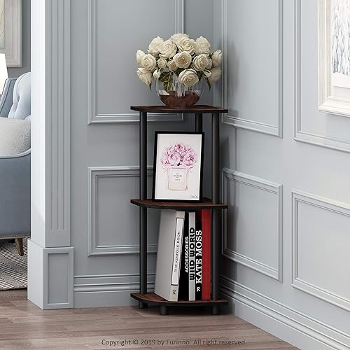 Miniatura 2 de Furinno - Turn-N-Tube - Estantería tubular esquinera multipropósito, 3 niveles, cereza oscuronegro