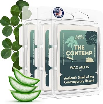 Park Scents The Contemp Theme Park Resort Hotel Inspired Luxury Candle Wax Melts Clover Aloe Jasmine Wax Cubes Vegan Soy Blend, Made in USA Birthday Gifts for Women, Sister, Hostess 3 Pack