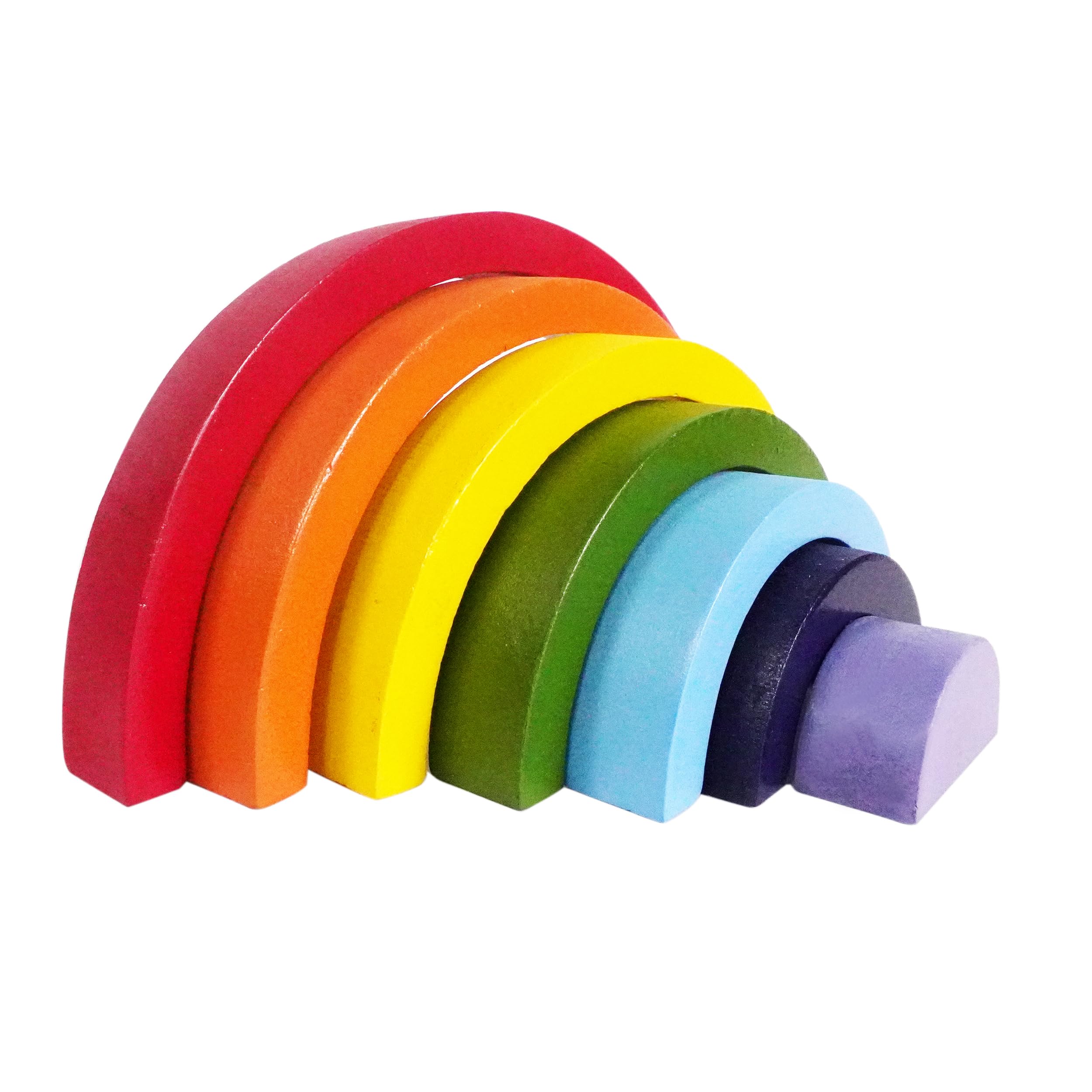 CloudTech® Montessori Educational Toys for Young Children | Wooden Rainbow Stacker Building Blocks in Seven Colors