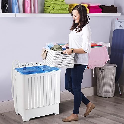 Miniatura 5 de ZENY Lavadora portátil compacta de doble tina, lavadora de lavandería con capacidad de 17.6 libras, mini lavadora secadora para apartamento RV