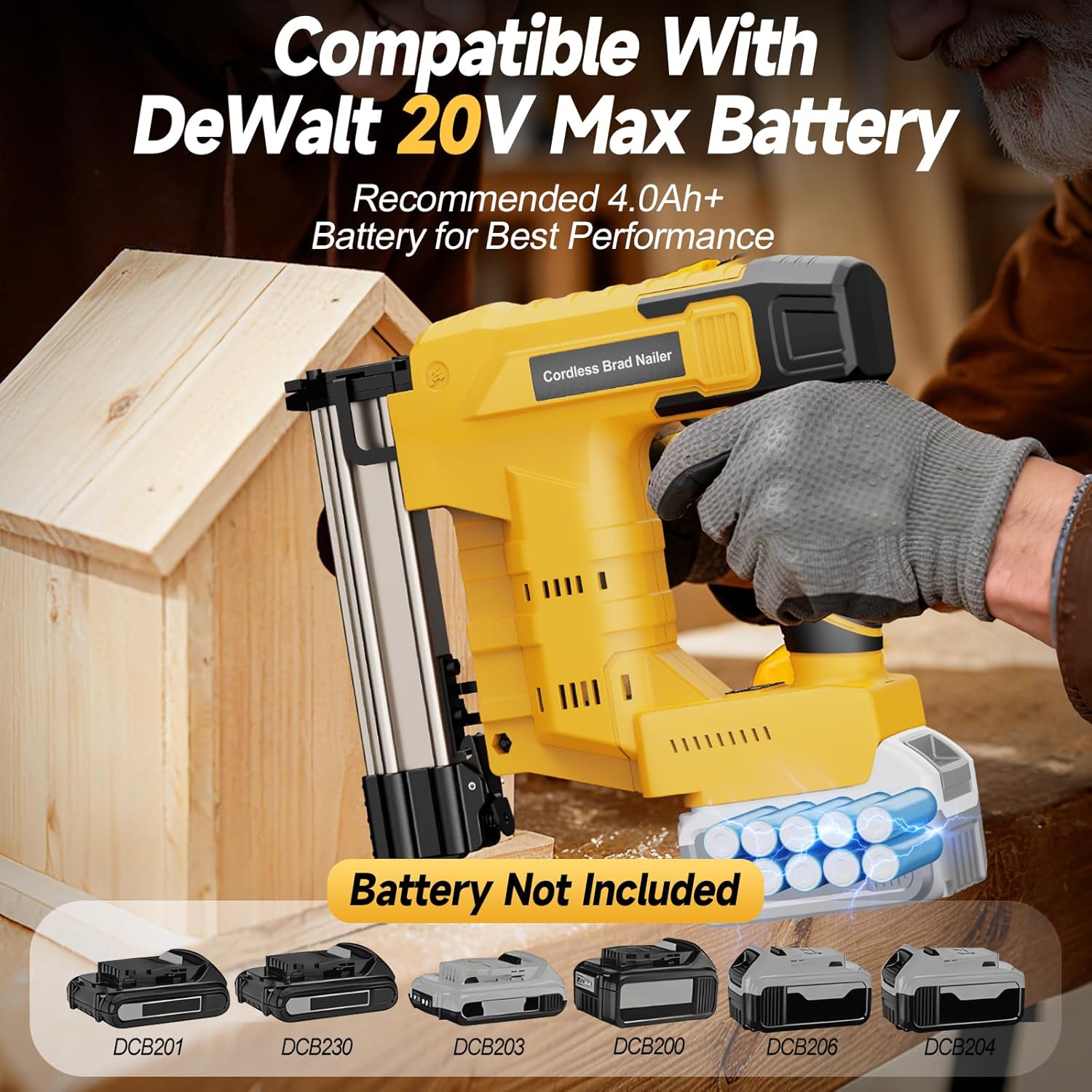 Cordless Nail Gun Compatible with Dewalt 20V Battery, 18 Gauge 2-in-1 Electric Brad Nailer/Staple Gun, Battery Powered Nail Guns with 800 Nails & 800 Staples for Wood Carpentry, Tool Only