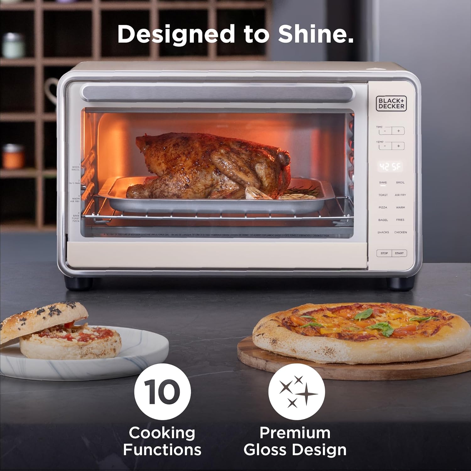 BLACK+DECKER Crisp ‘n Bake™ PRO 6-Slice Digital Air Fry Toaster Oven, 10 Cooking Functions, Convection Countertop Oven, Fits 12” Pizza or 9x13 Pan, 60-Minute Timer, Stainless Steel Accents