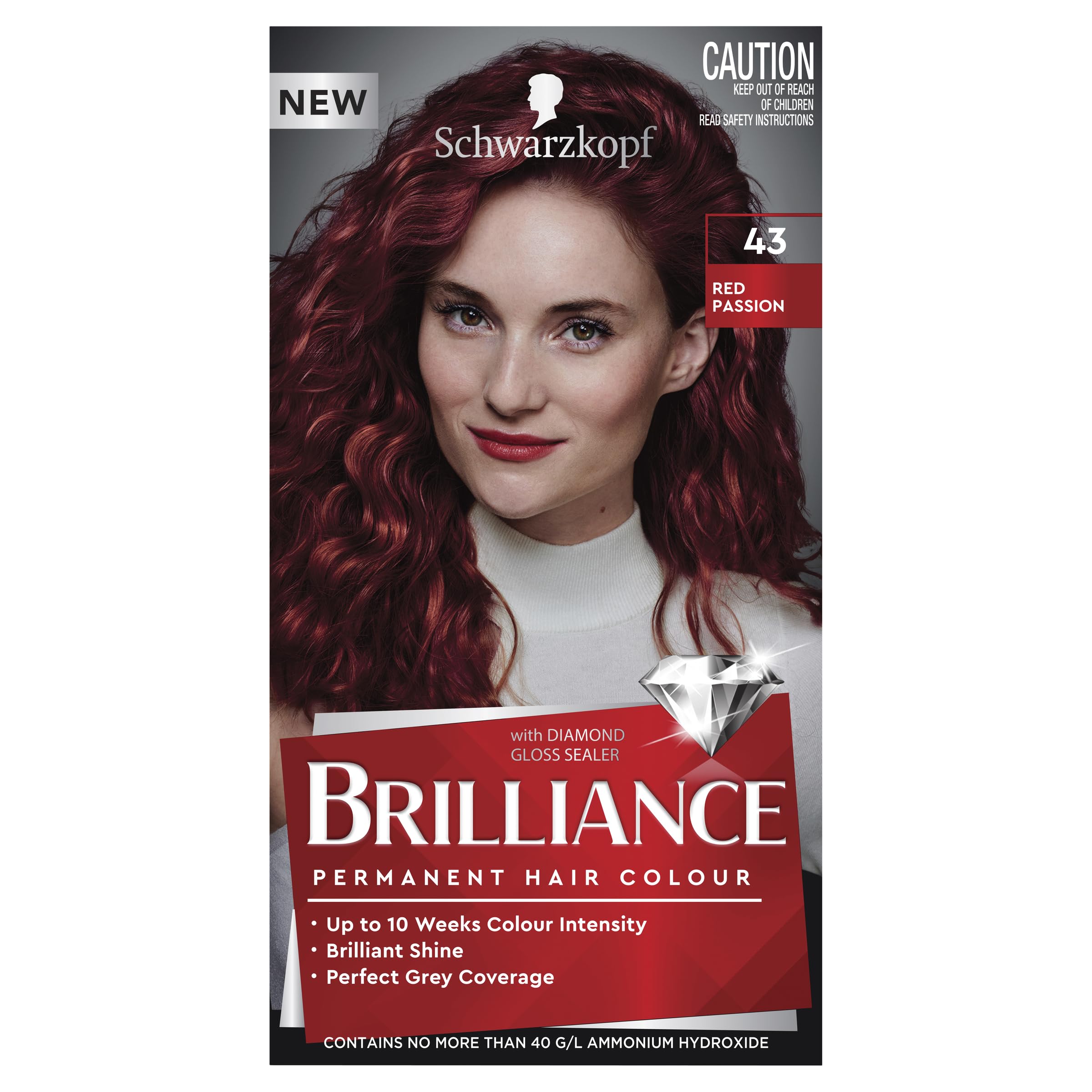 Schwarzkopf Brilliance, Permanent Hair Colour, 43 Red Passion - 230 g (Pack of 1) - Red Passion