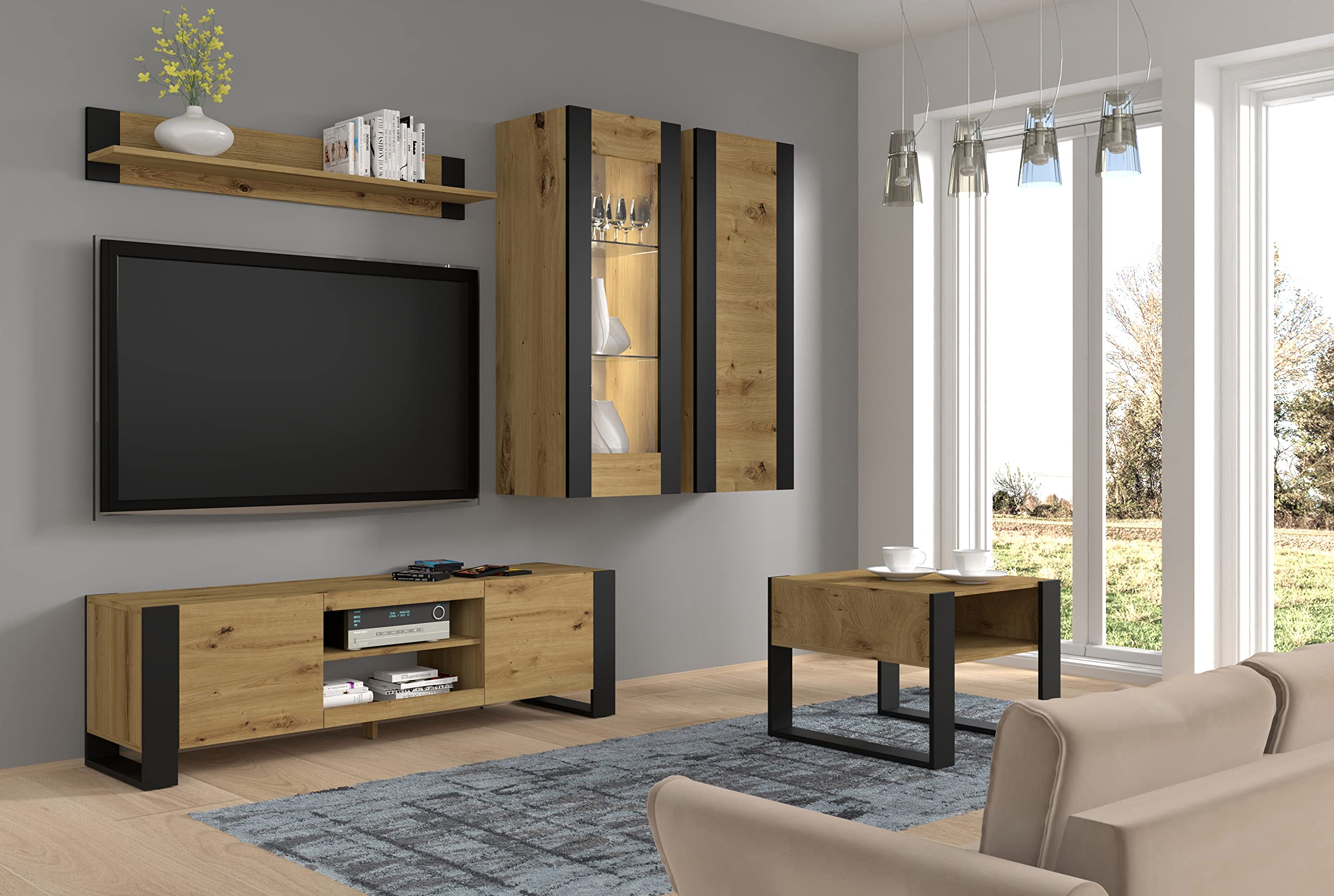 BIM Furniture MONDI - Armadio da parete, 125 cm, in rovere Artisan