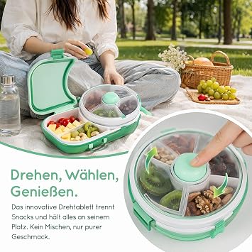 7-Piece Snack Spinner Set Rotating Function with 6 Fruit Forks Bento Box