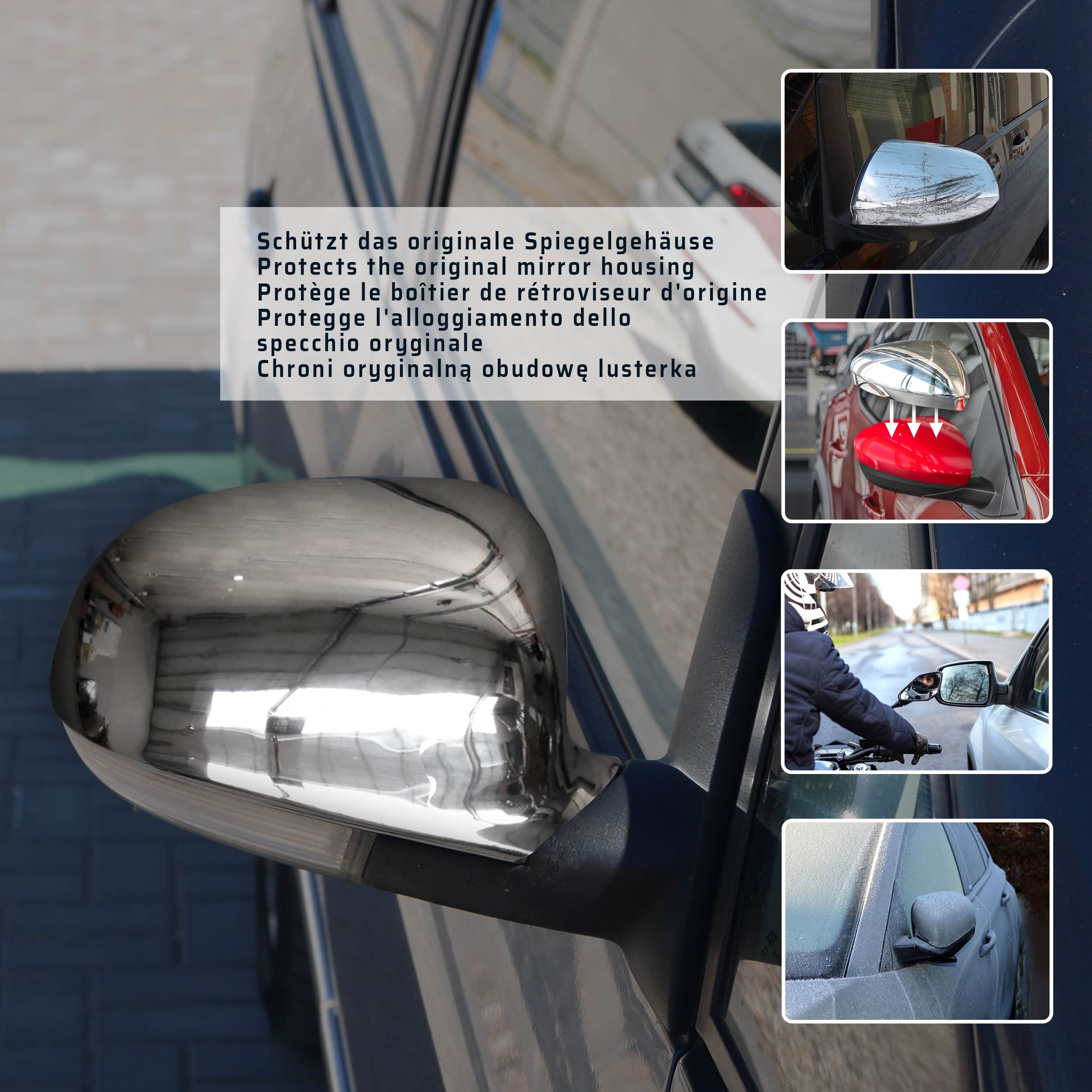 CHROMEMASTER | Nakładki na Lusterka Zewnętrzne | Kompatybilne z VW EOS 1F7/1F8 Cabriolet 2006-2011 | Stal nierdzewna; Osłony Lusterek to Niepowtarzalny Wygląd Auta i Ochrona Przed Uszkodzeniem