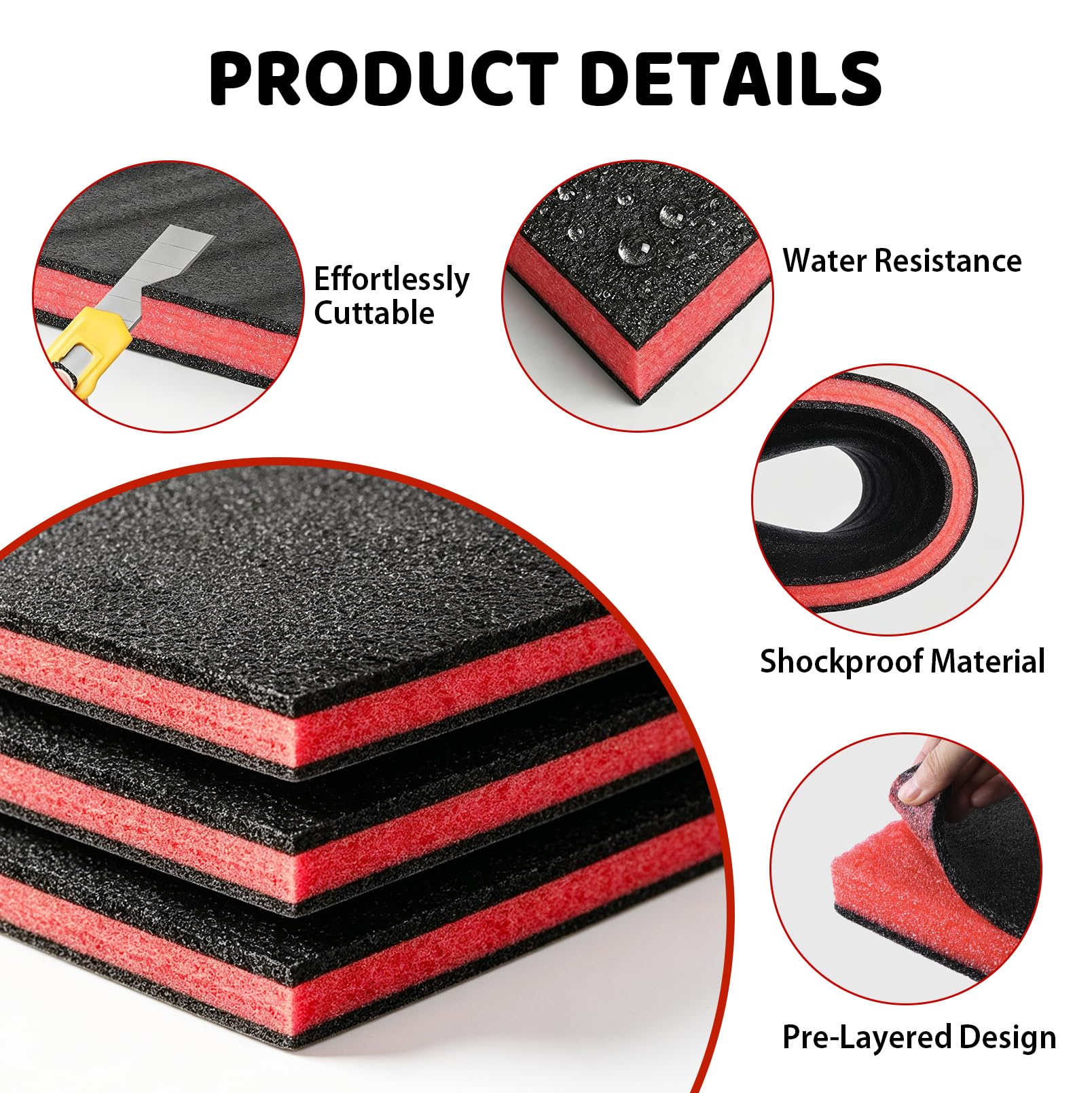Kit 3 Plaques de Calage Découpables 60 x 40 x 5 cm pour Coffret Outils