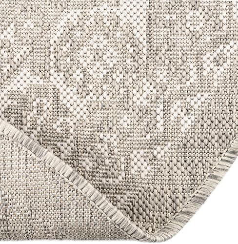 Miniatura 14 de Rugs.com Outdoor Aztec Collection Alfombra – 4 x 6 pies alfombra de tejido plano gris carbón perfecta para salas de estar, grandes comedores, planos