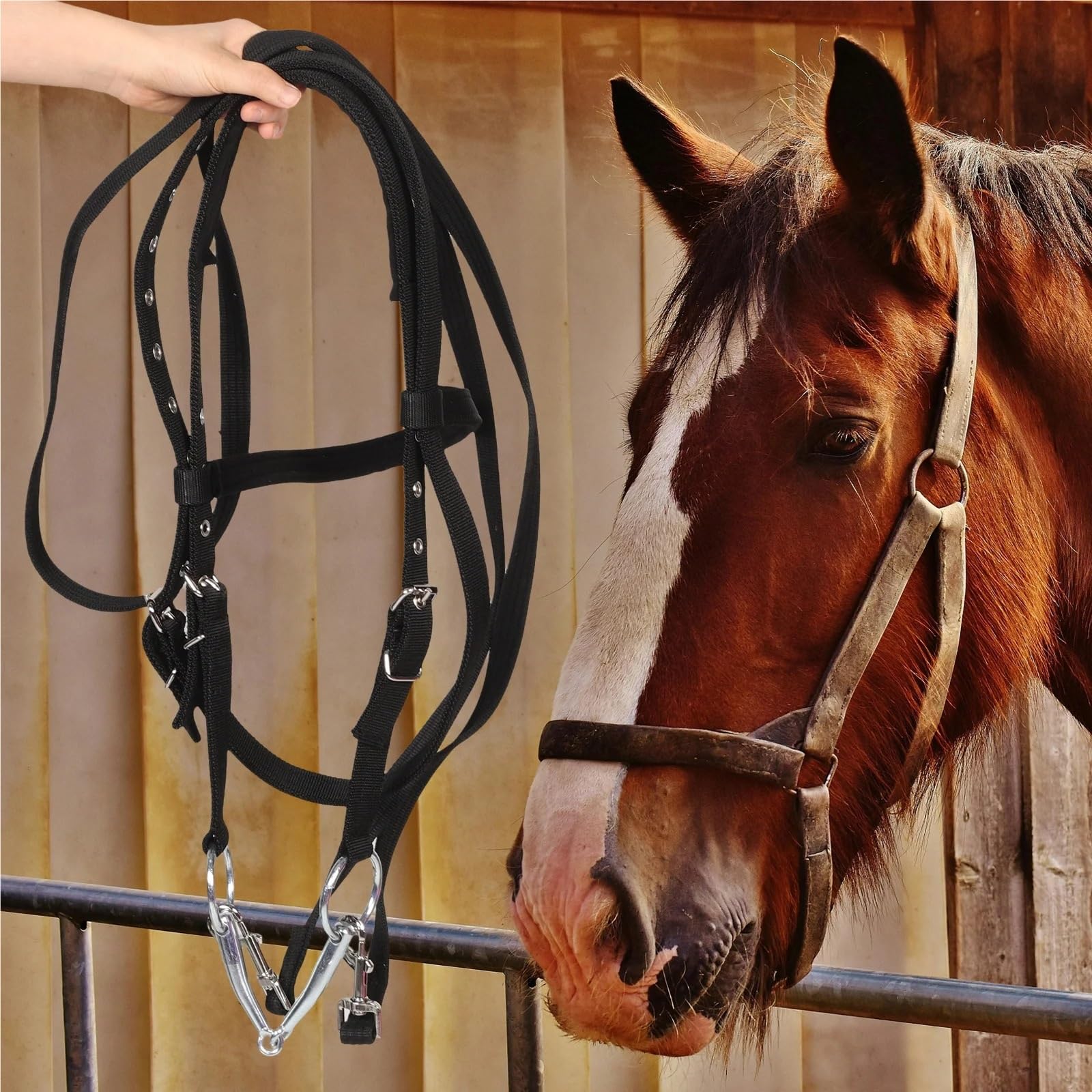 Brida de Cuerda, Cabestro de Caballo, riendas Multiusos for Sendero, cabestros de Nailon a Juego, Equipos ecuestres de Carreras de Caballos para Caballos