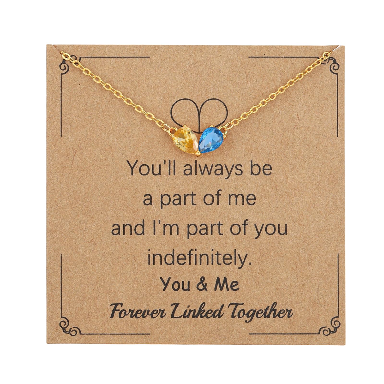 SOPIFY Heart Birthstone Necklace for Women Non Tarnish 14K Gold Plated Cubic Zirconia Birth Stone Jewelry Gift for Mother Daughter/Friends/Sister/