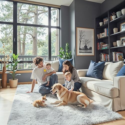 Miniatura 127 de Tapetes para sala de 6 x 9, tapetes de pelo largo grandes y suaves, tapete de área afelpado para dormitorio, decoración estética del hogar para Gris