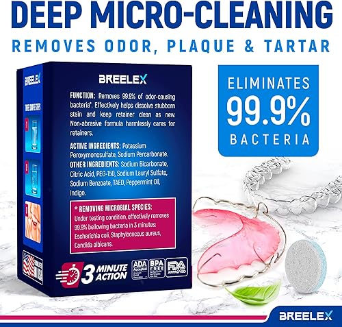 Miniatura 6 de Tabletas de limpieza dental limpiador de retenedor para alineador protector bucal y nocturno paquete de 120 suministro de 4 meses limpiador dental