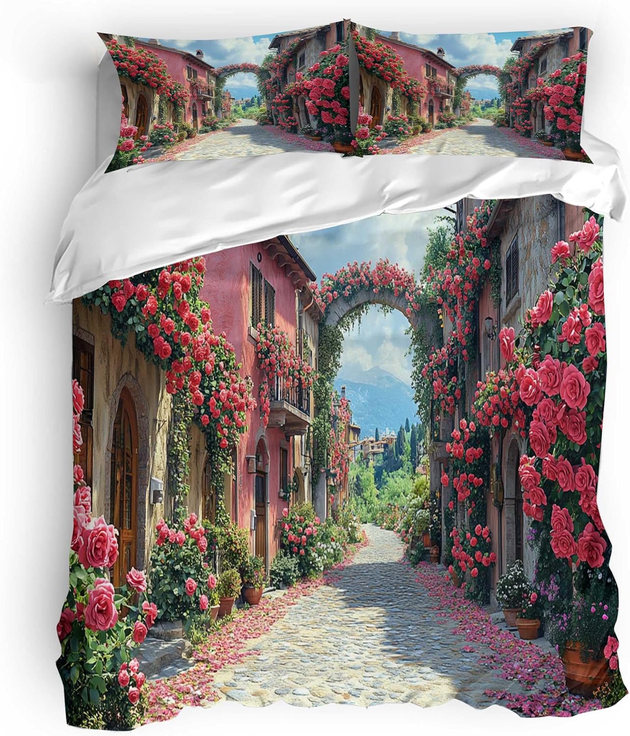 Duvet Set with Zipper Closure 135×200 Flower street – king size duvet cover Plain dyed finish with minimal style, suitable for adult bedrooms, dorms, or Airbnb spaces