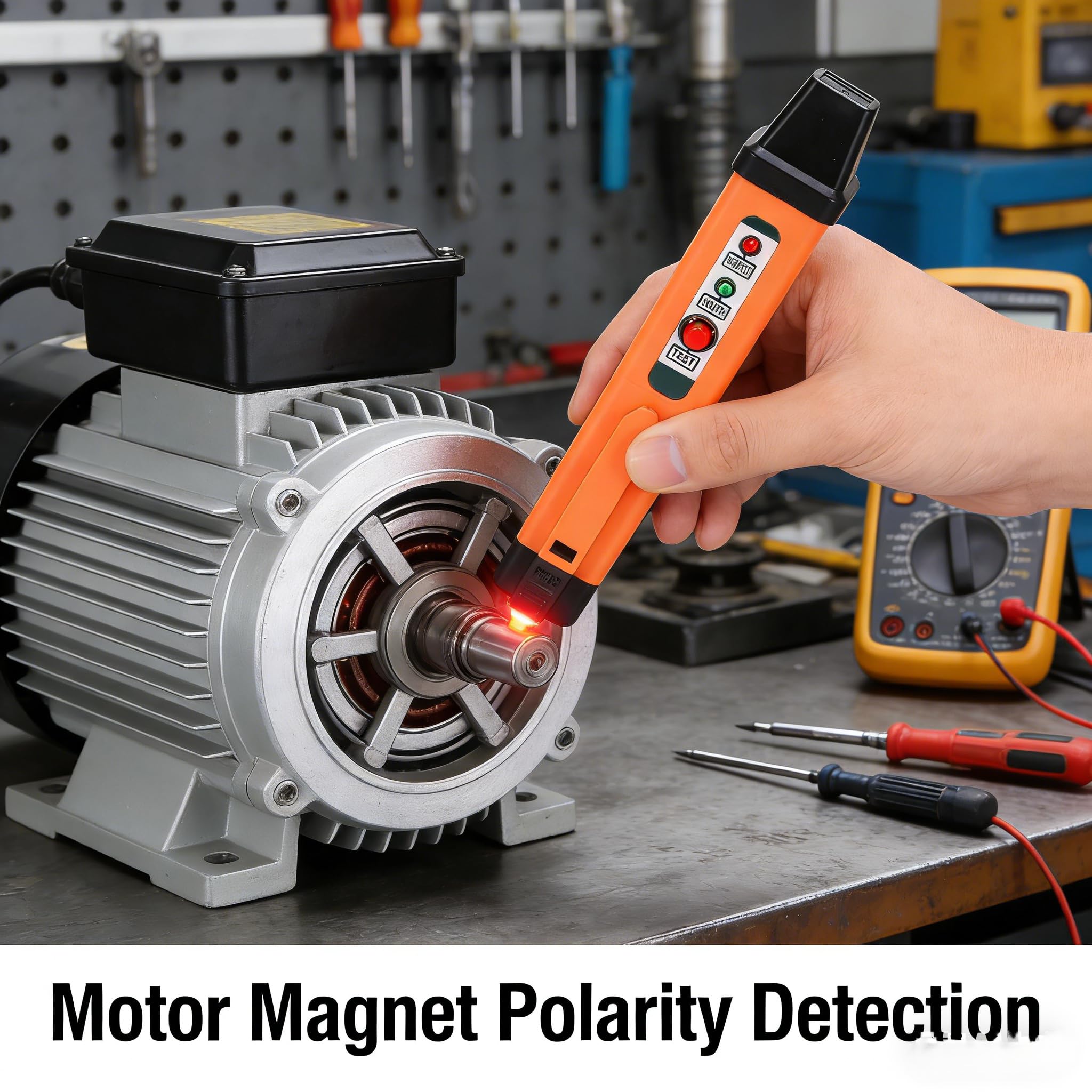 Magnetischer Polaritätstester, 862M N/S-Polstift Detektor mit LED-Anzeige, Tragbar Polaritätsprüfgerät, Magnetpol-Stift-Polaritätsprüfer, für Dauerhafte Elektromagnetpolen Spulenprüfung