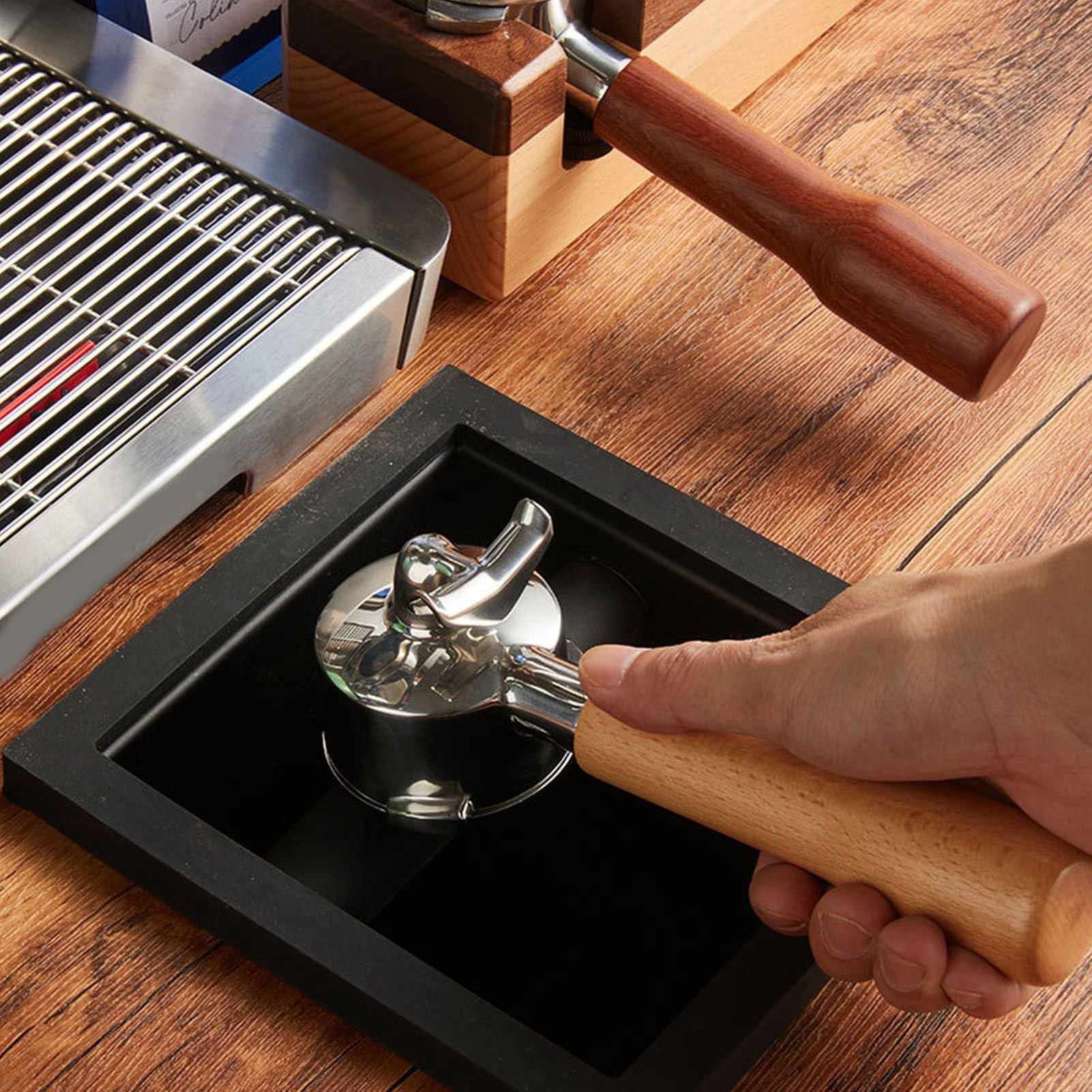 Portafiltro compatibile con doppio beccuccio, portafiltro per caffè da 54 mm a doppio flusso in acciaio inossidabile con maniglia per portafiltro professionale di grado barista (Stile 3)