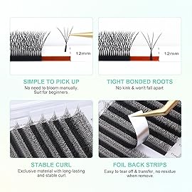 NAGARAKU Double Tips 4D W Eyelash Extensions Supplies Thick w lash 0.07mm D curl Mix Tray 8-15mm Premade Fans Russian Volume Faux Mink Matte 12 rows Cluster pre Fanned Eye Lashes