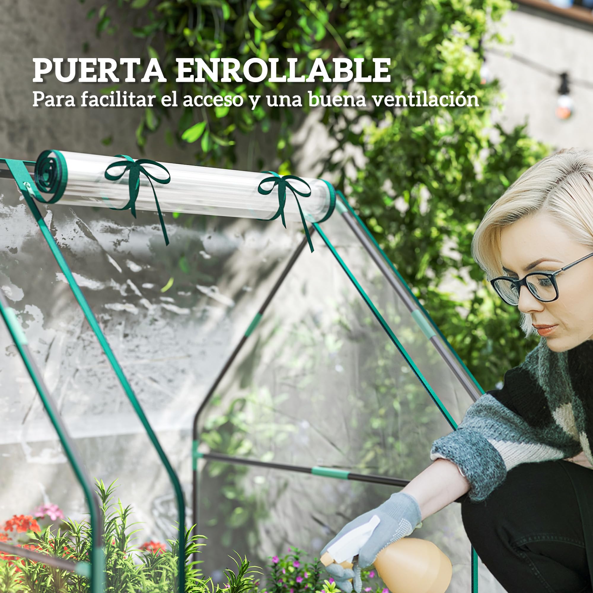 Outsunny Invernadero Pequeño Invernadero de Exterior con Puerta con Cremallera Base de Tela PE Impermeable y Marco de Acero Invernadero para Cultivar Plantas Flores 90x90x105 cm Transparente