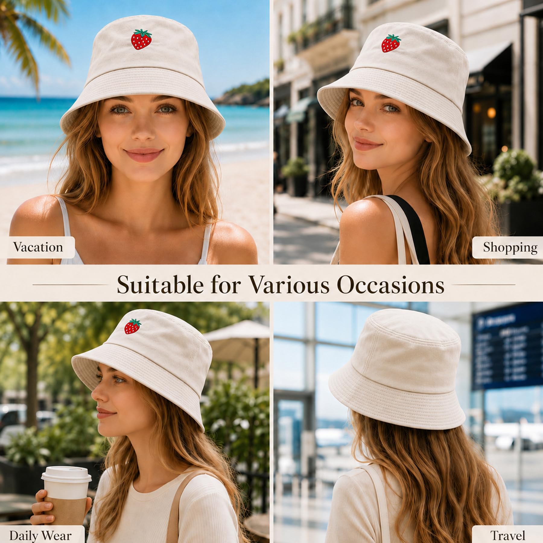 Feng Shui， Sombreros de Pescador para Mujer - Sombrero de Pescador con Bordado de Margaritas Sombrero de Pescador de Verano para Mujer Sombreros de Sol de Cubo de algodón Reversible Sombrero Plegable