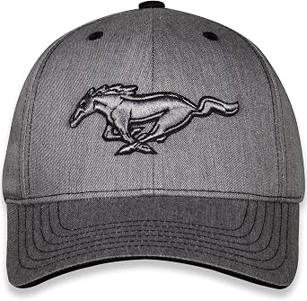 Checkered Flag Sports Ford Mustang Baseball Cap for Men - Logo Car Racing Hat Heather Gray, One Size