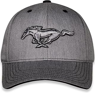 Checkered Flag Sports Ford Mustang Baseball Cap for Men - Logo Car Racing Hat Heather Gray, One Size