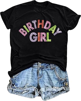 Tewmeu Birthday Shirts for Women Glitter Its My Birthday Party Gift Tops | Tewmeu Birthday Outfits for Women Its My Birthday Graphic Glitter Tops Rhinestone Birthday Girl Shirt B-Day Squad Tshirts