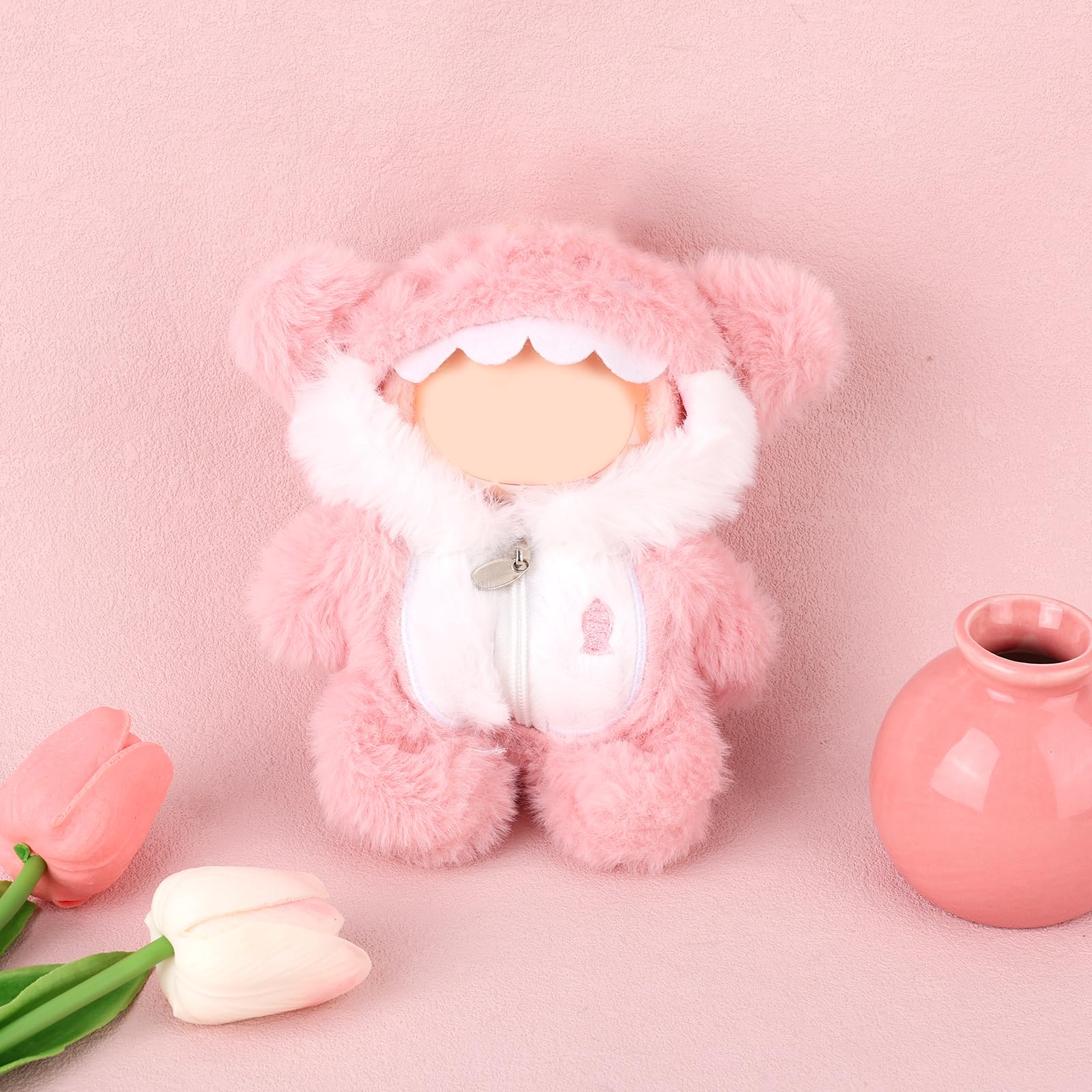 Tinoaly Clothes for Doll Cute Pink Shark Plush Toy Clothes Stylish Outfit Accessories for 6.7in Doll Decoration Display (Cloth Only) - Image 3