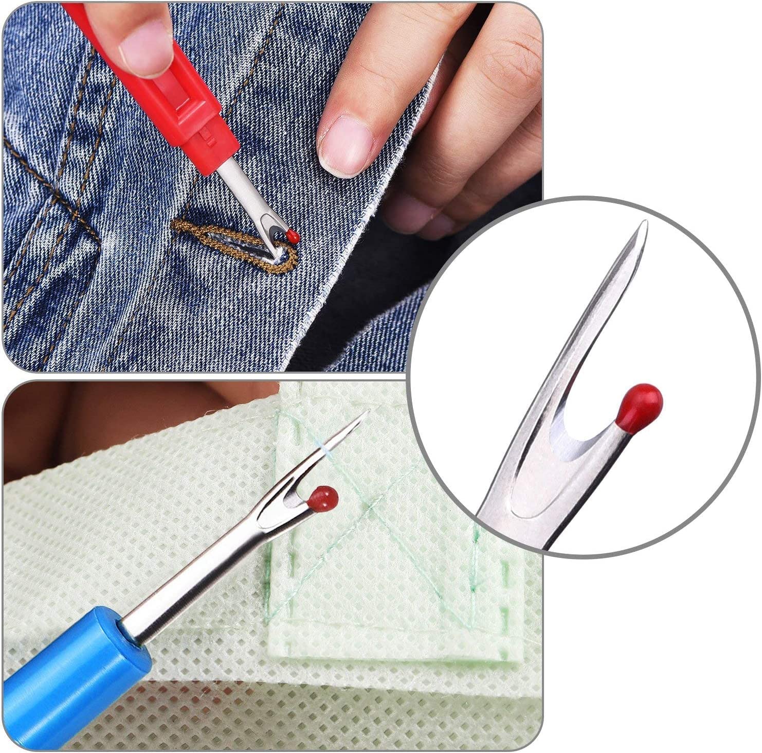 POFET - Ripper, 4 pezzi per cuciture, con manico in plastica, per punto cucito colorato, pratico e pratico strumento per cucire