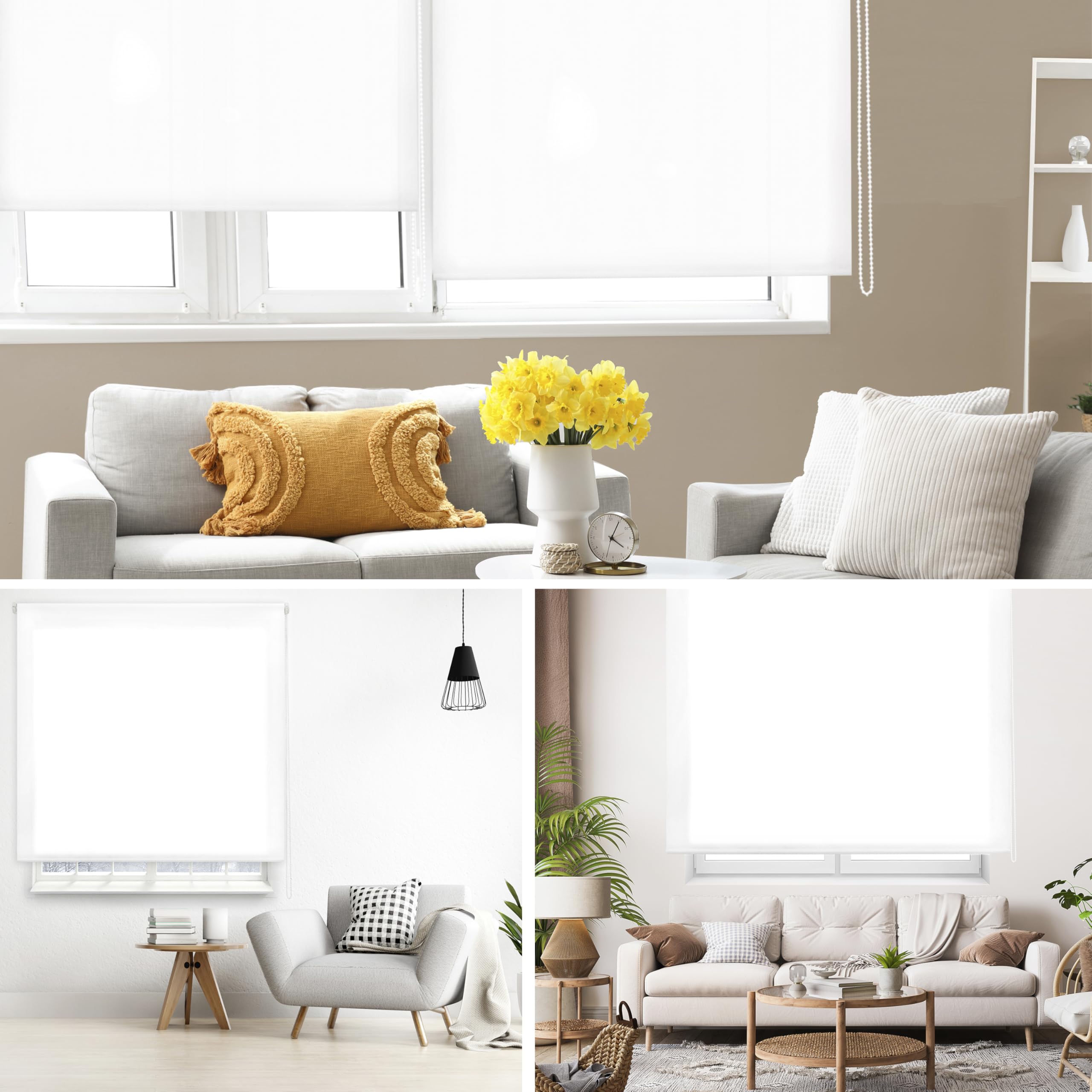 Blindecor Ara | Lichtdurchlässiges Rollo | Weiß | 170 x 175 cm (BxH) | Stoffgröße 167 x 170 cm | Rollos für fenster